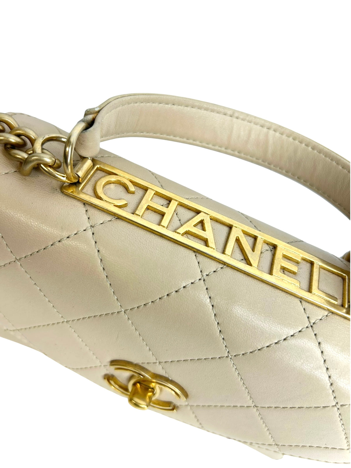 Chanel Beige Mini Top Handle Trendy Spirit Flap T9206