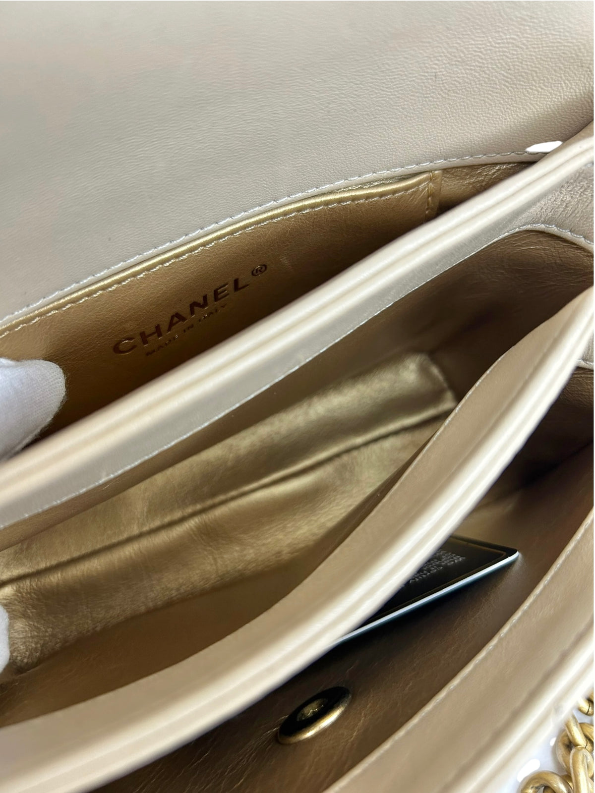 Chanel Beige Mini Top Handle Trendy Spirit Flap T9206