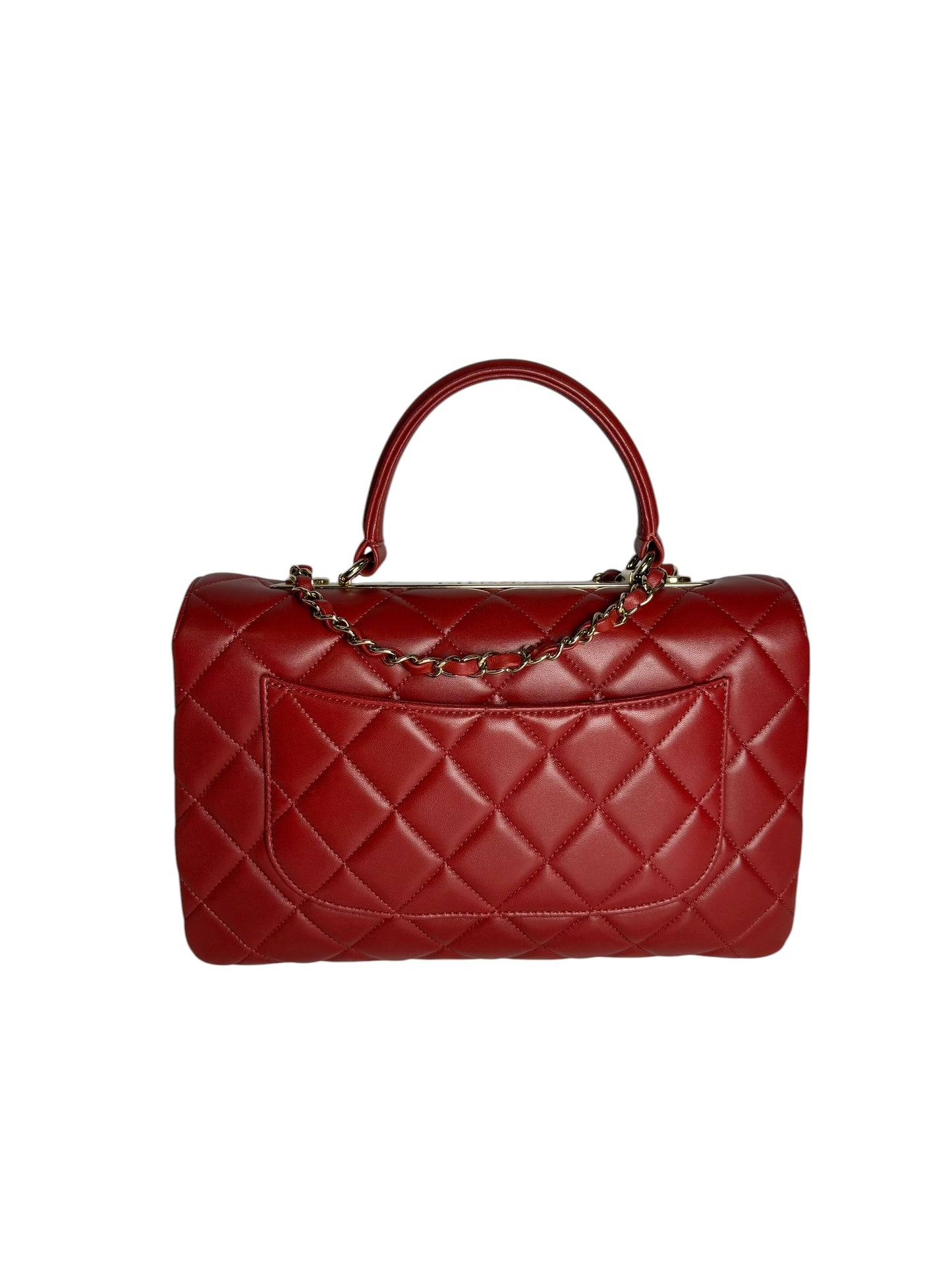 Chanel Red Lambskin Top Handle Trendy Medium T7871
