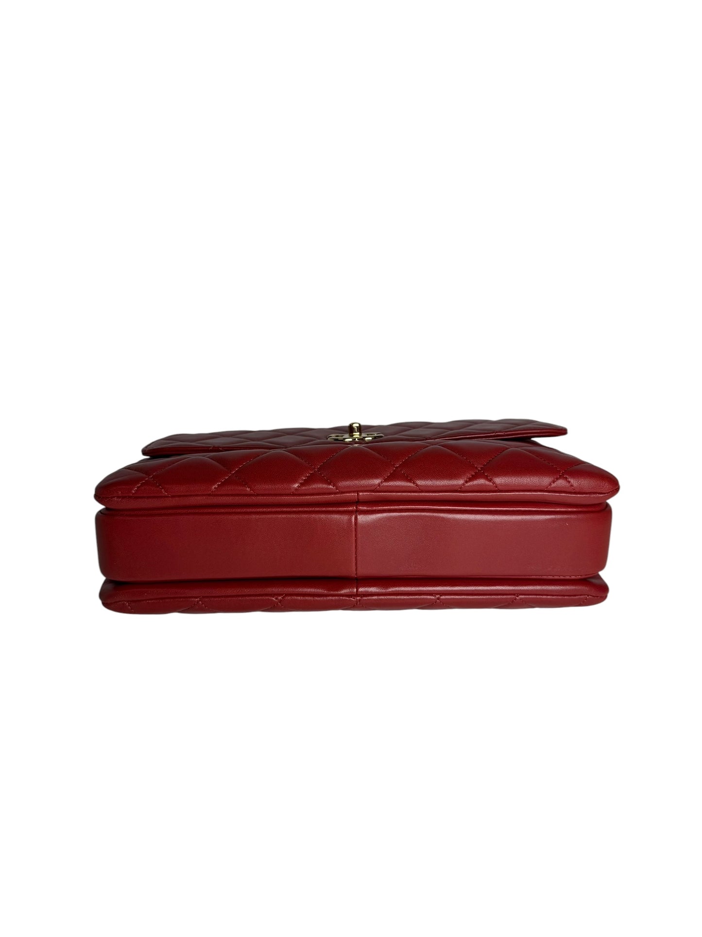 Chanel Red Lambskin Top Handle Trendy Medium T7871