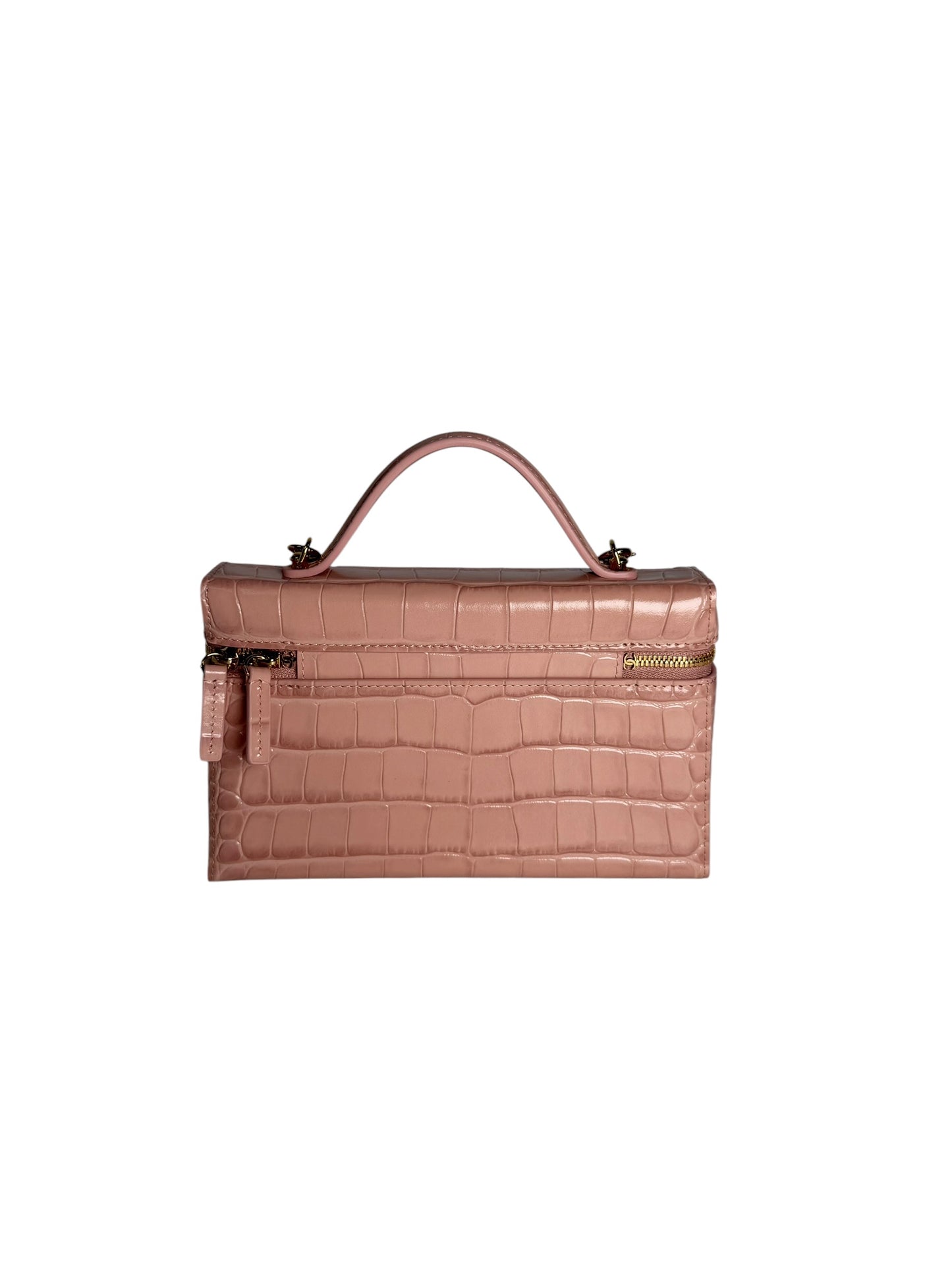 Chanel Pink Crocodile Embossed Slim Vanity NWT T8391