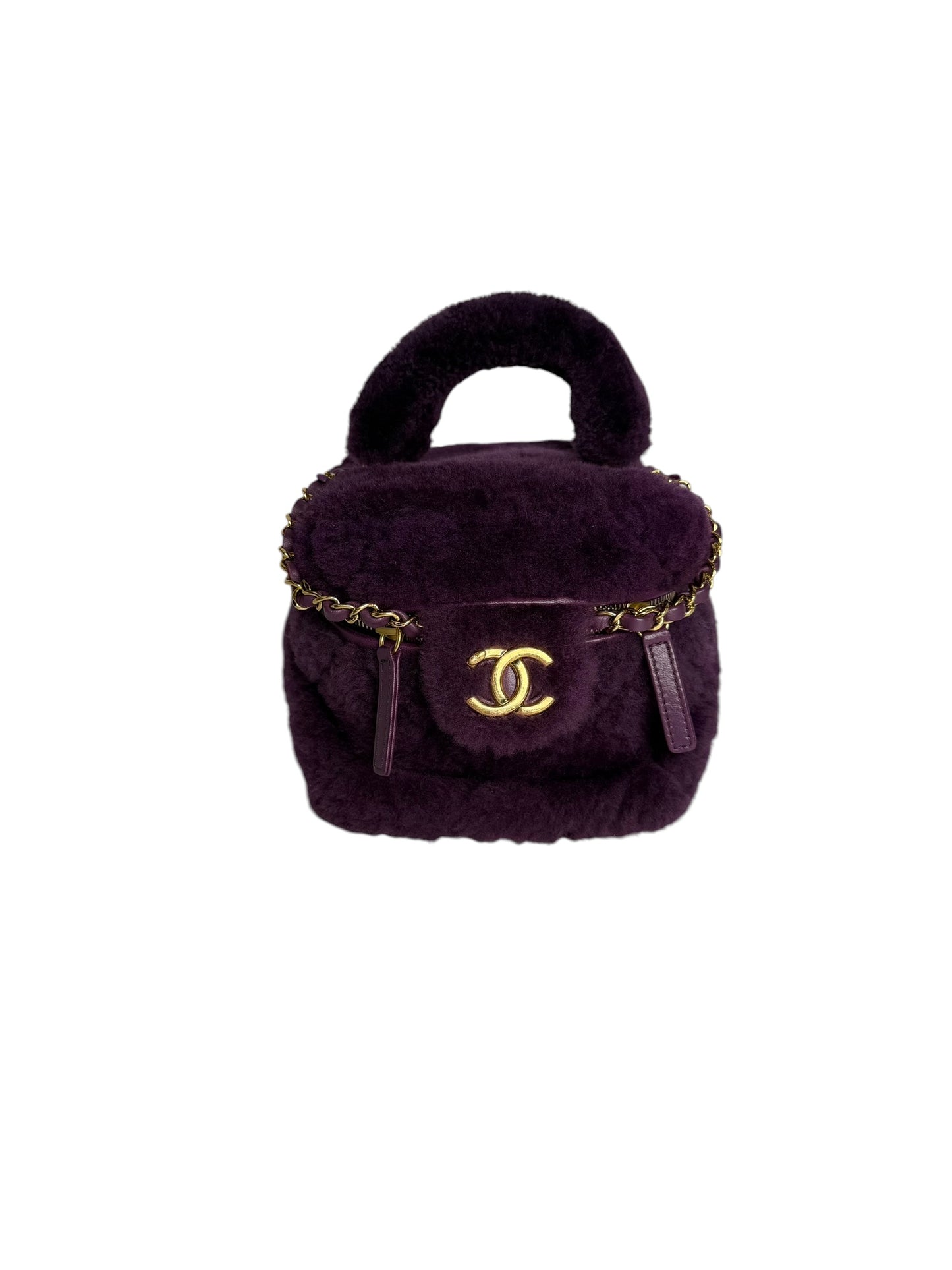 Chanel Shearling Purple Top Handle Vanity T7230