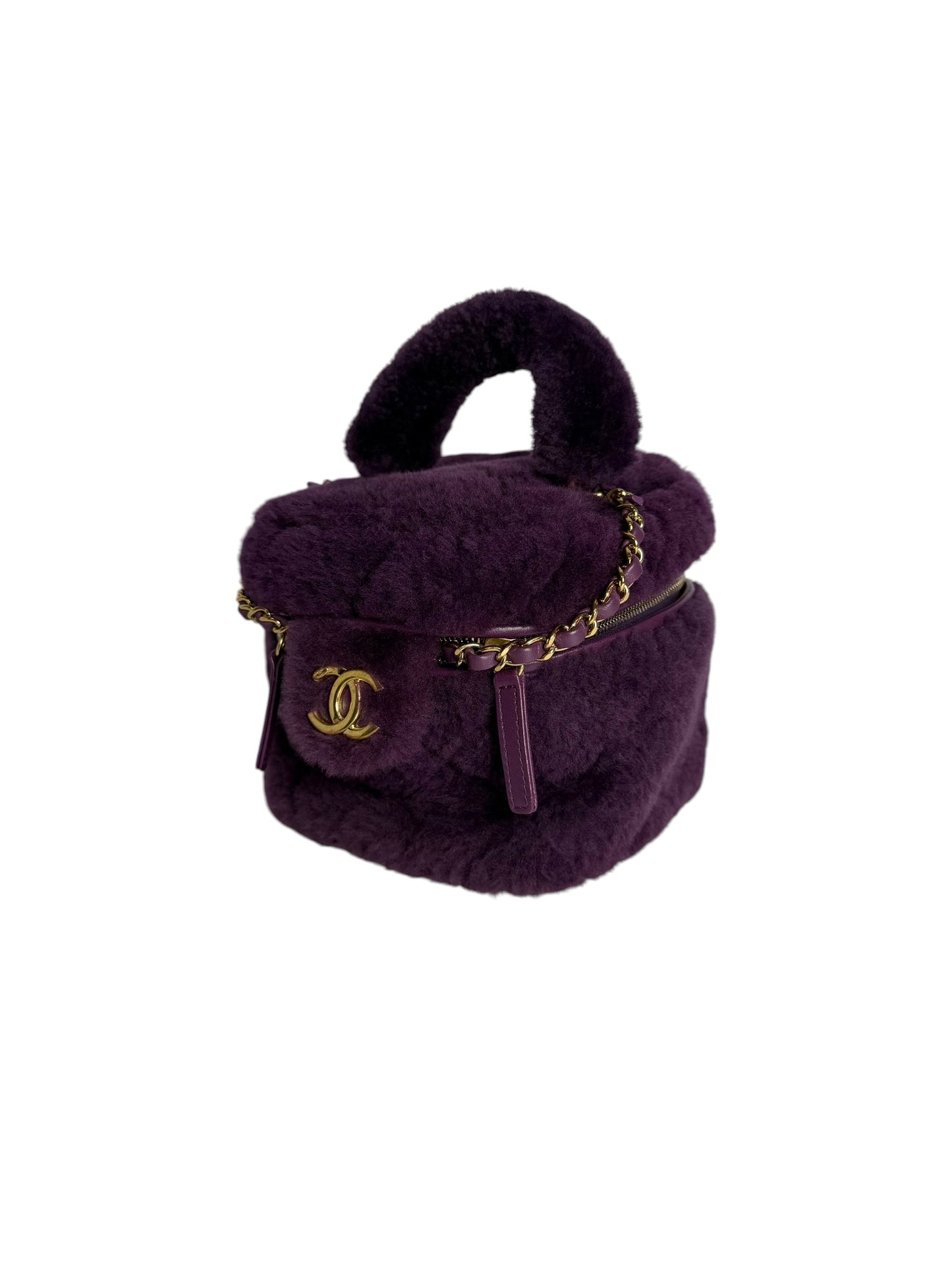 Chanel Shearling Purple Top Handle Vanity T7230