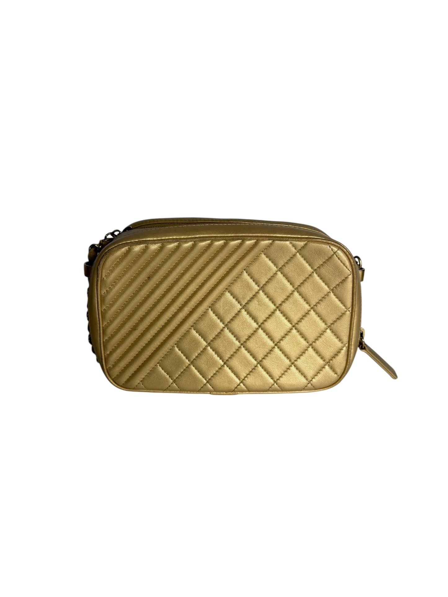 Chanel Gold Chevron Camera Bag T8143