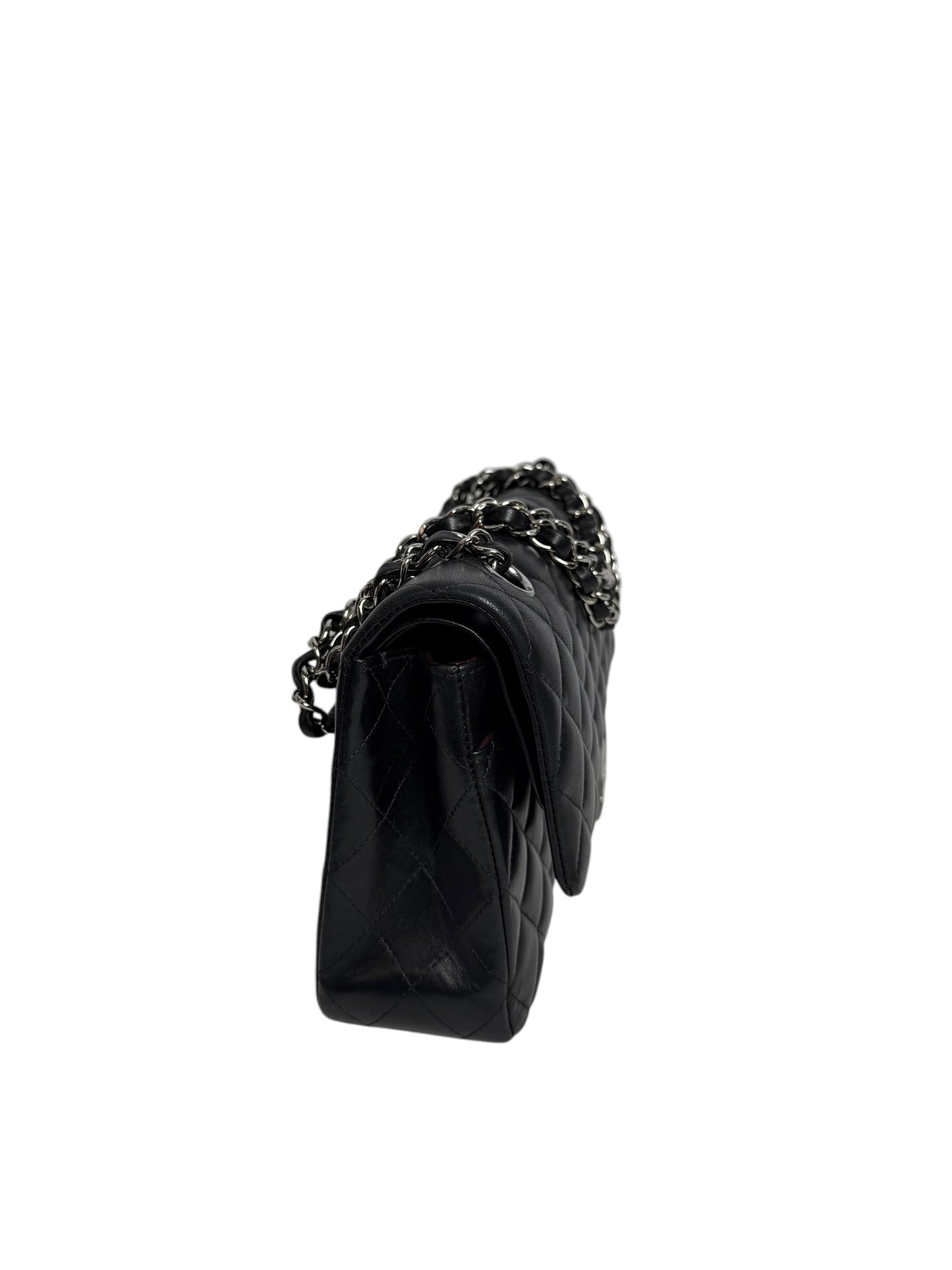 Chanel Black Lambskin Classic Double Flap Jumbo SHW T8316