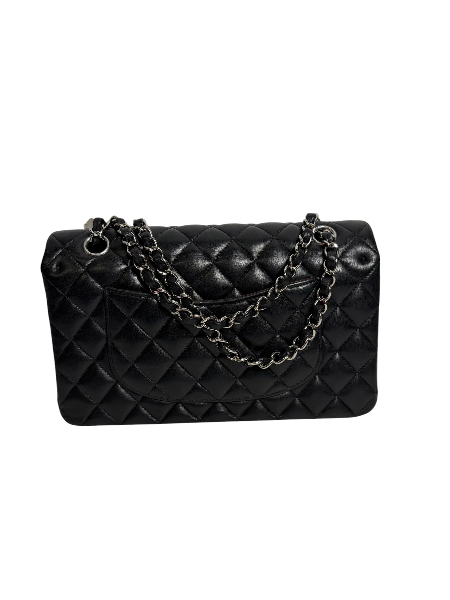 Chanel Black Lambskin Classic Double Flap Jumbo SHW T8316