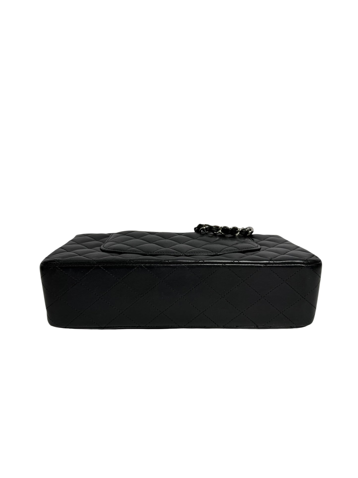 Chanel Black Lambskin Classic Double Flap Jumbo SHW T8316