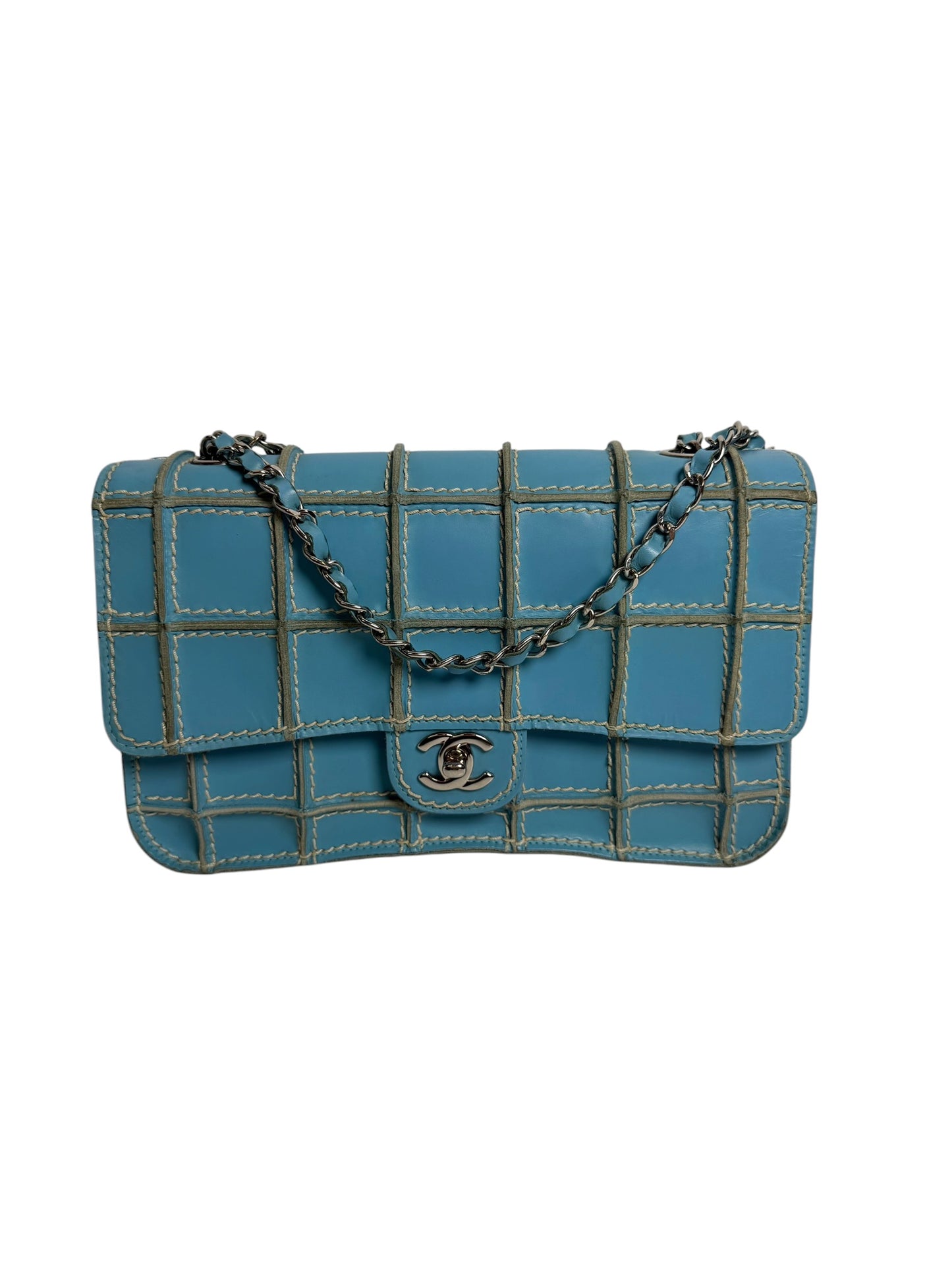 Chanel Blue Wild Stitch Chocolate Bar Medium Flap T1031