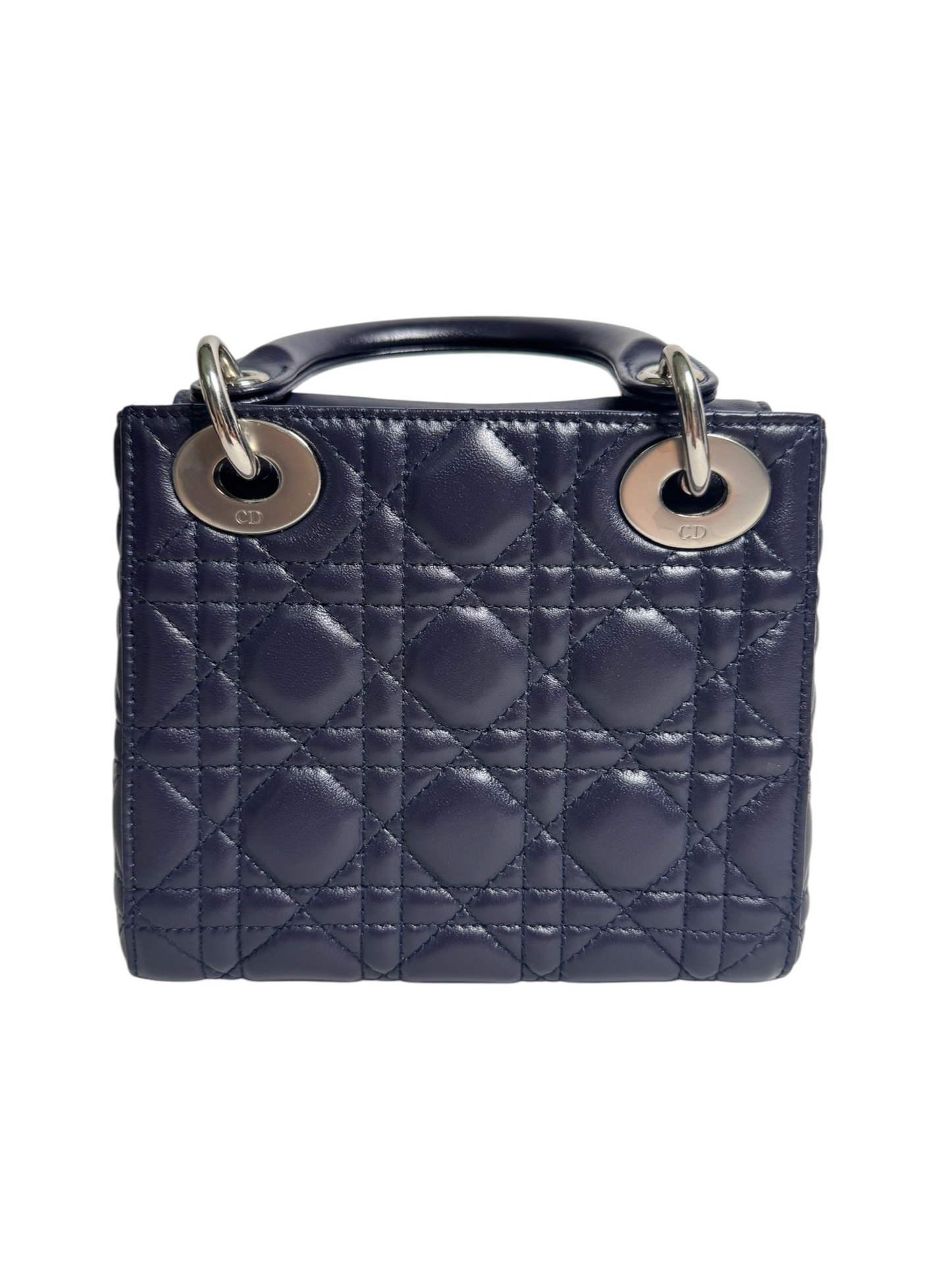 Dior Mini Navy Blue Lambskin Lady Dior SHW T8655