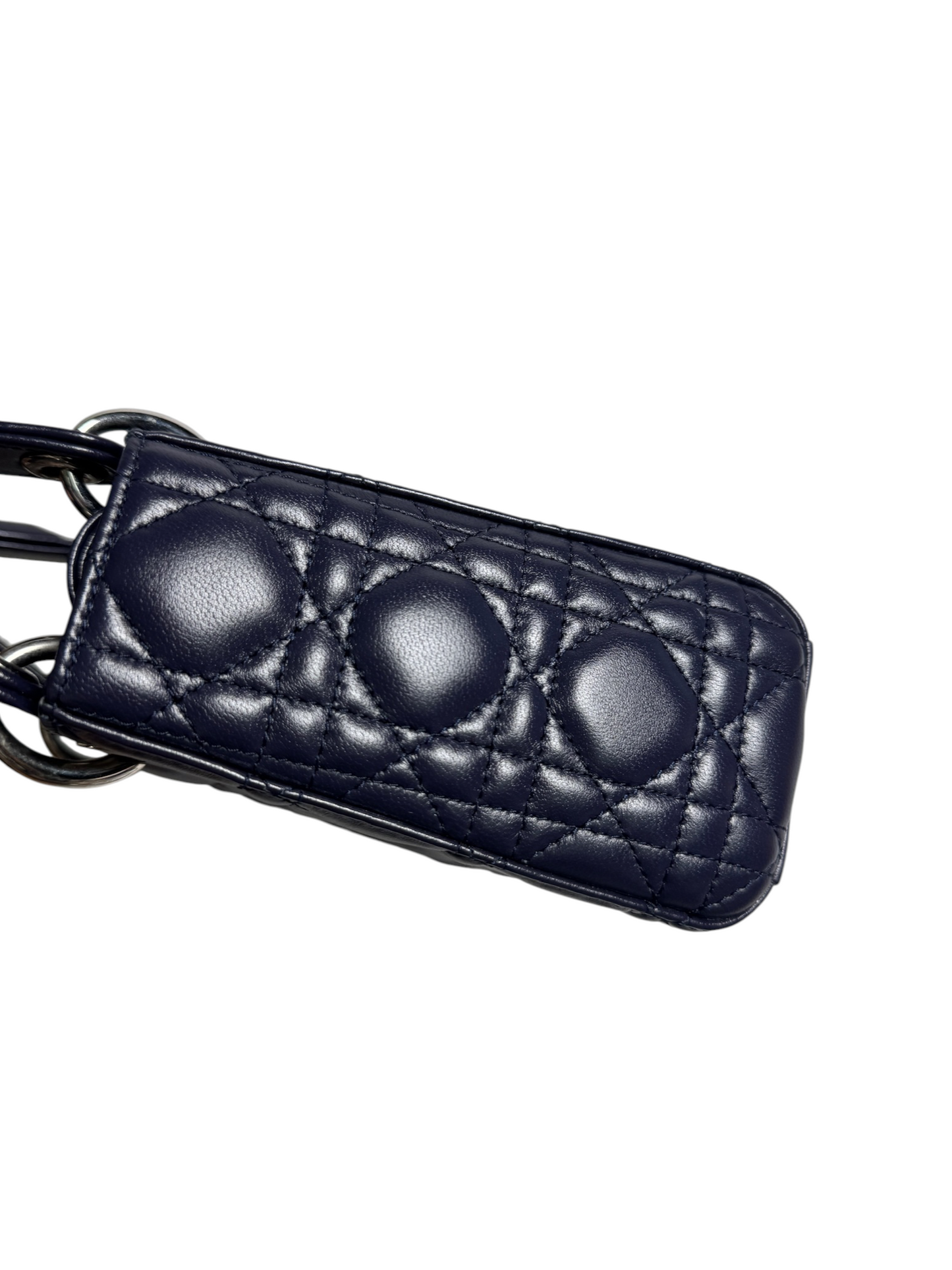 Dior Mini Navy Blue Lambskin Lady Dior SHW T8655