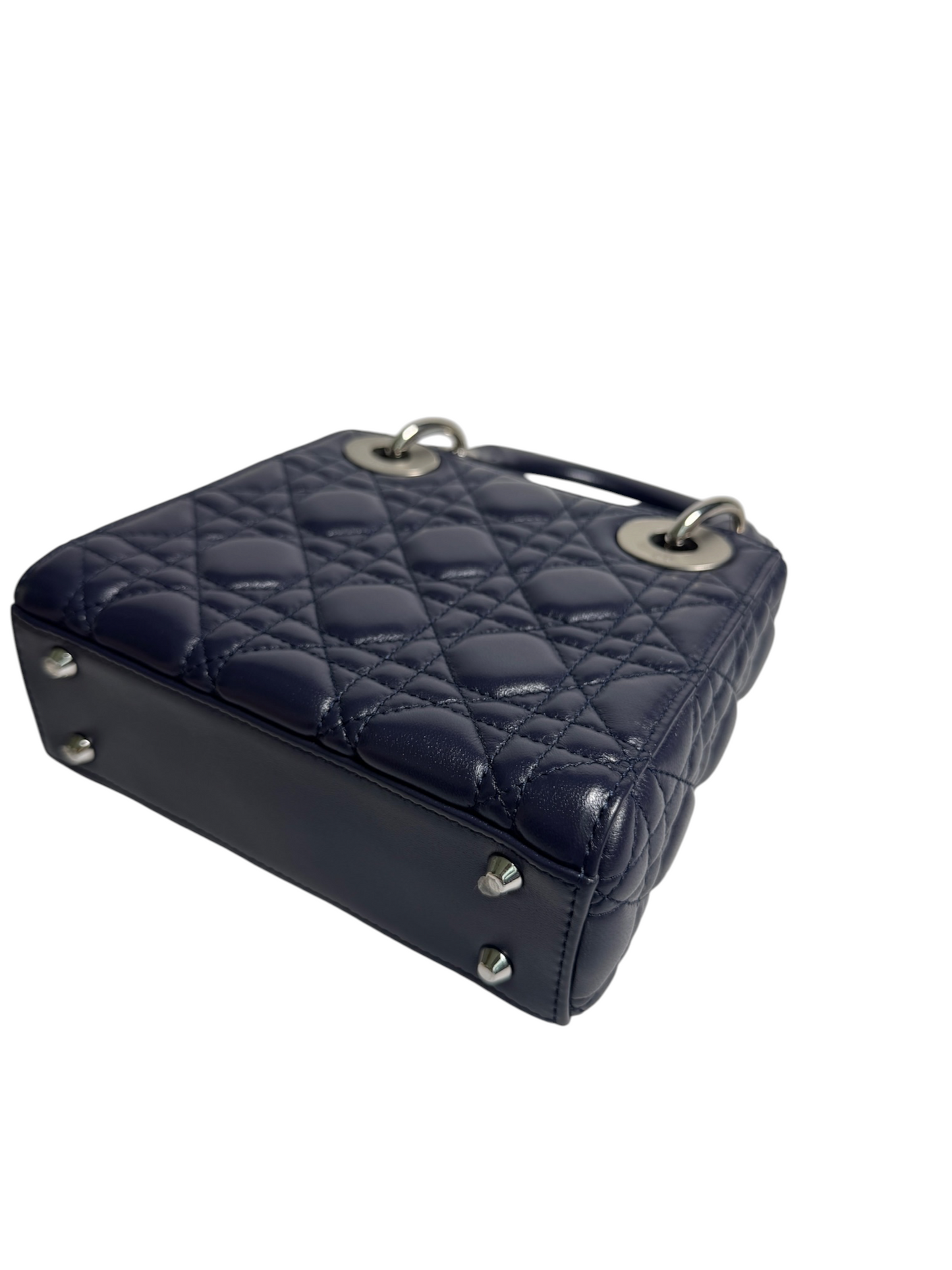 Dior Mini Navy Blue Lambskin Lady Dior SHW T8655