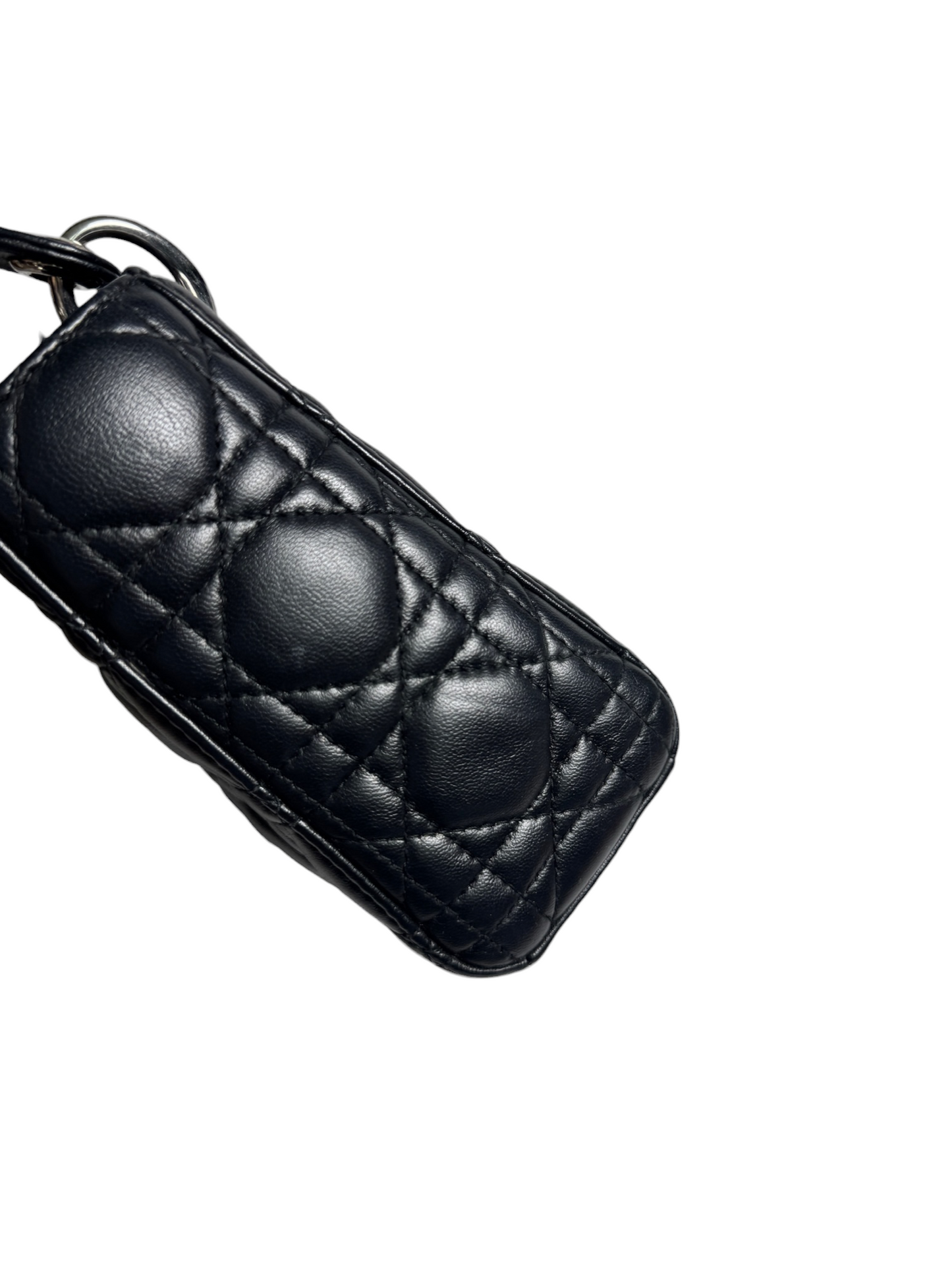 Dior Mini Black Lambskin Lady Dior SHW T8656