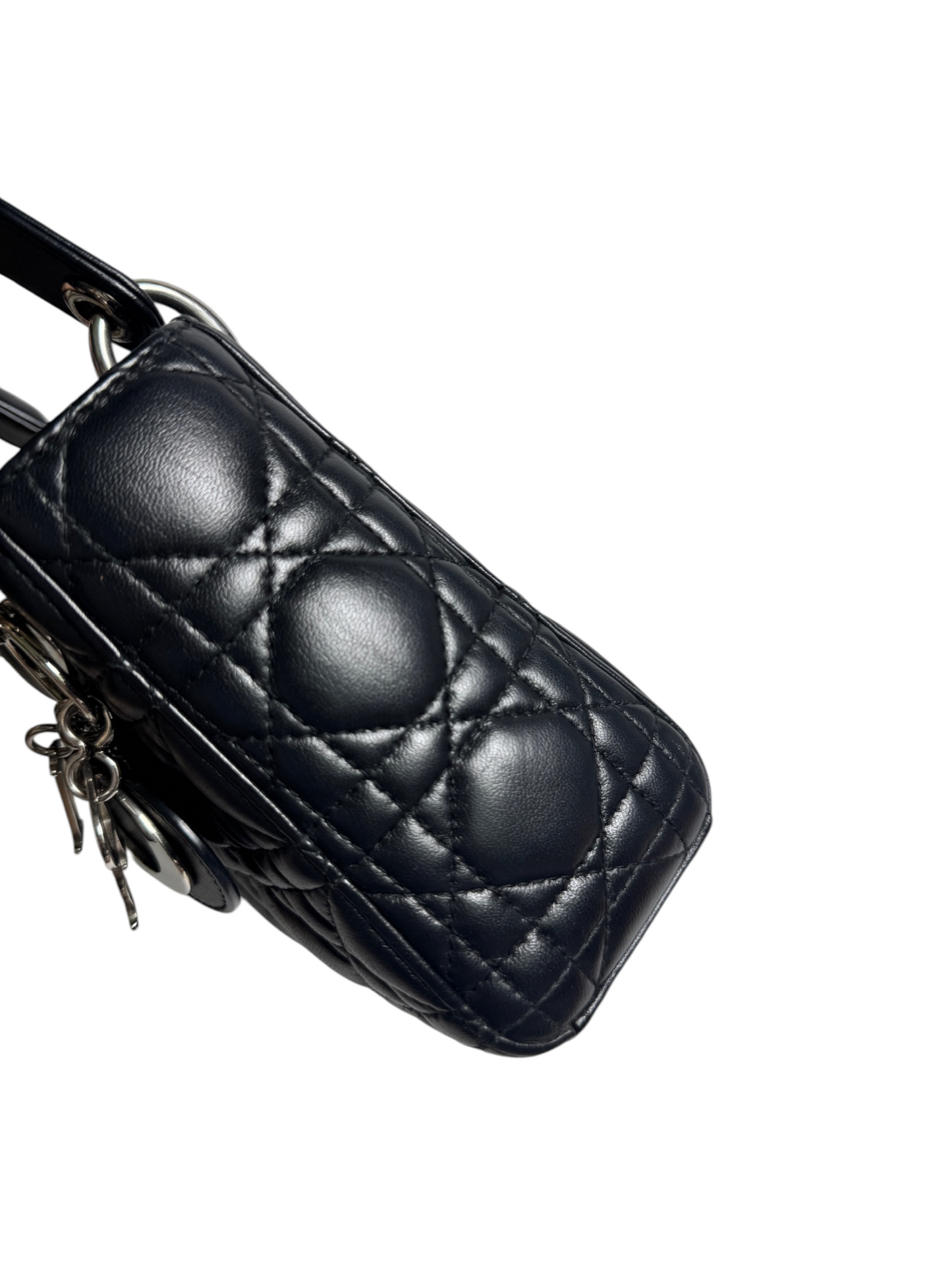 Dior Mini Black Lambskin Lady Dior SHW T8656