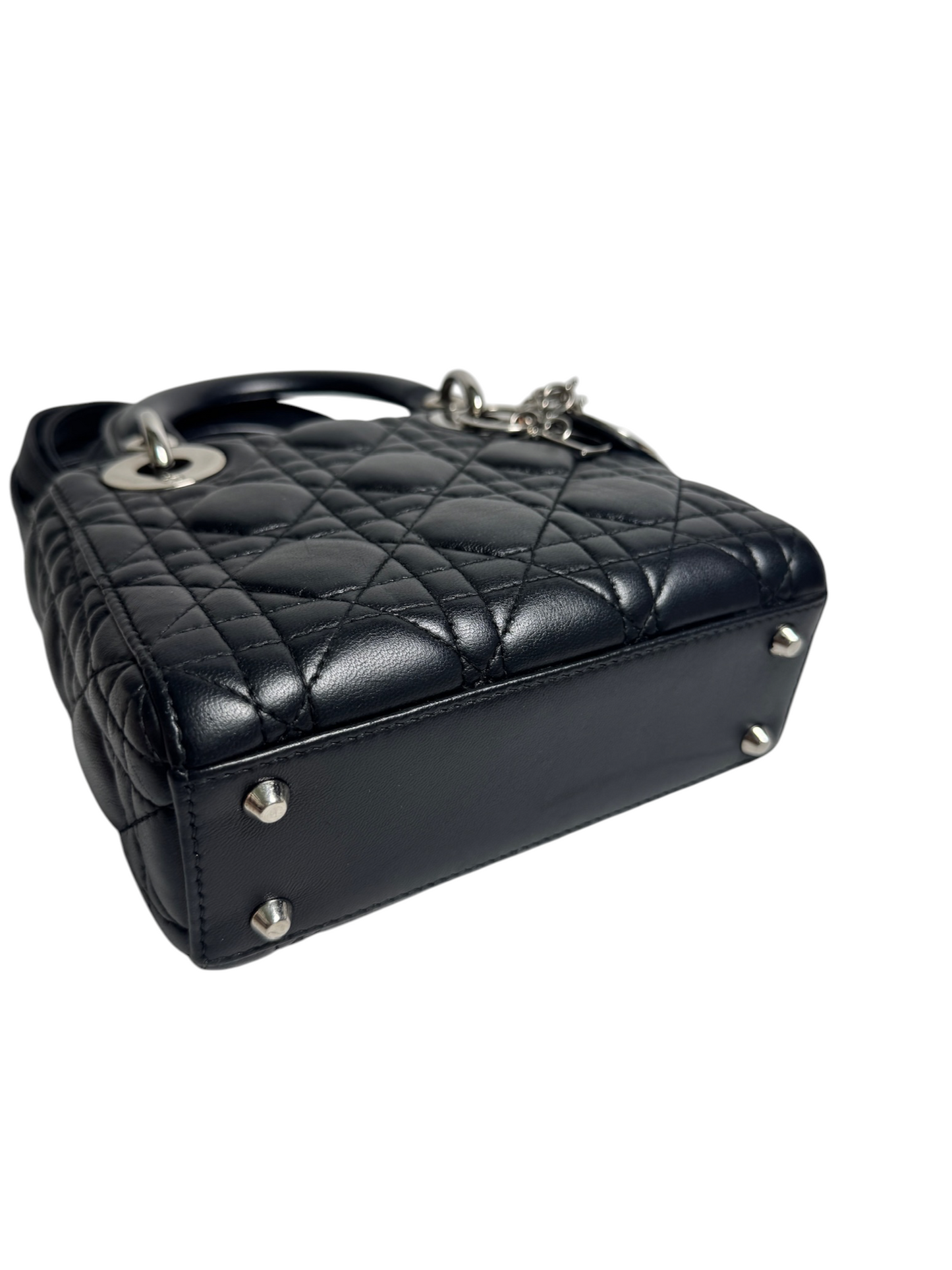 Dior Mini Black Lambskin Lady Dior SHW T8656