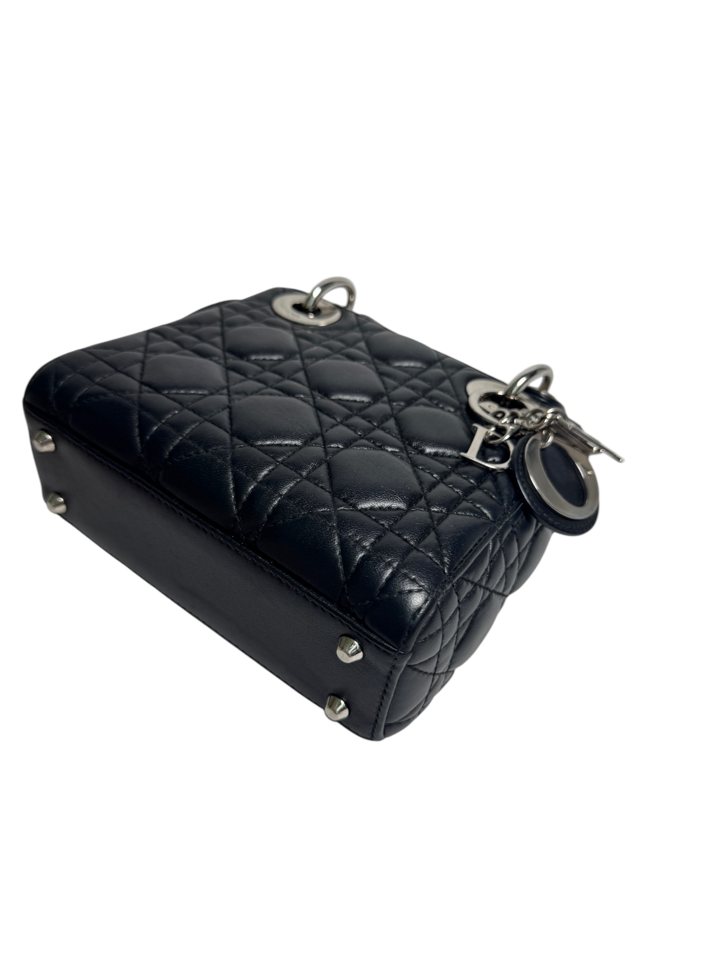 Dior Mini Black Lambskin Lady Dior SHW T8656