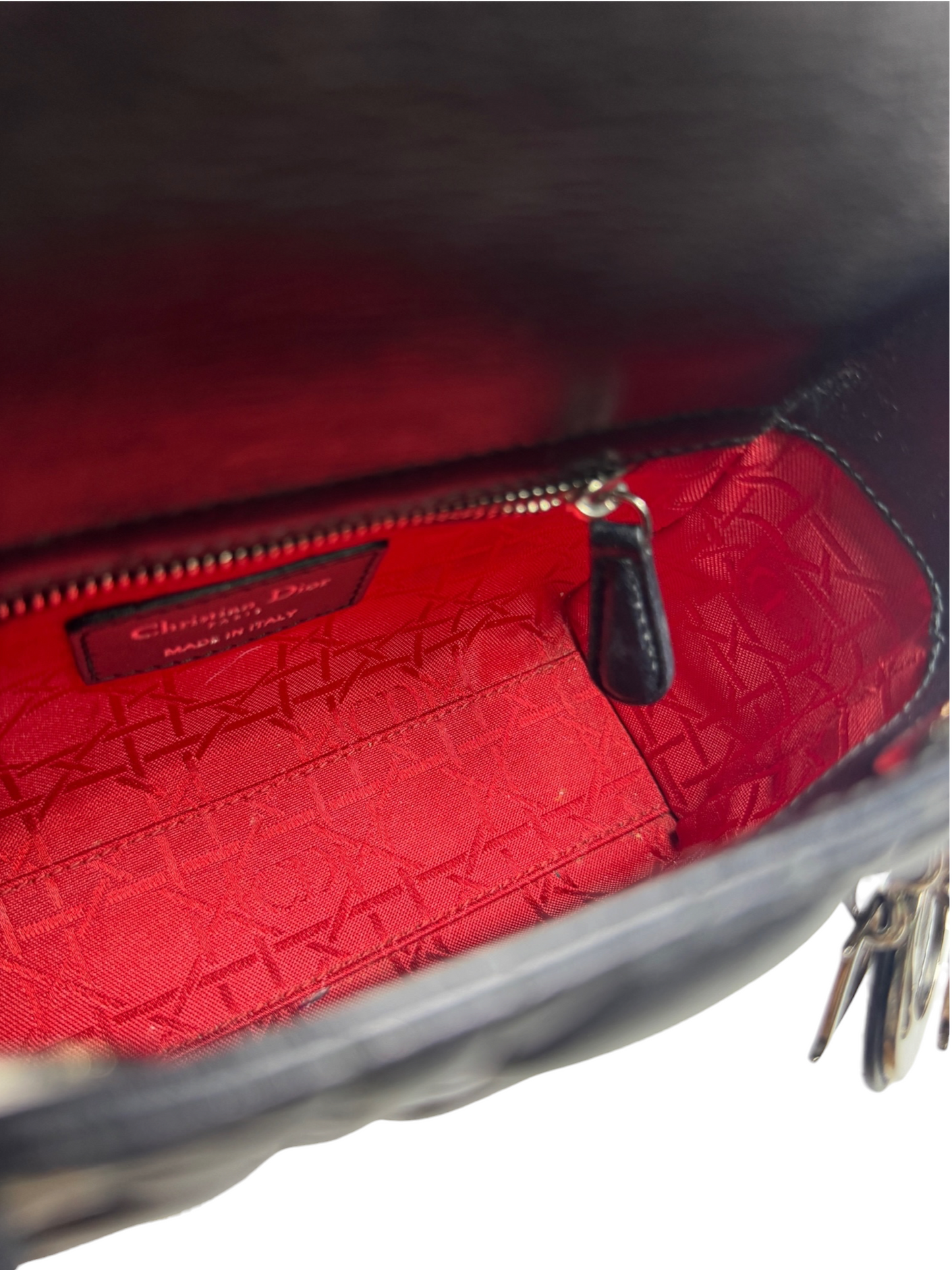 Dior Mini Black Lambskin Lady Dior SHW T8656