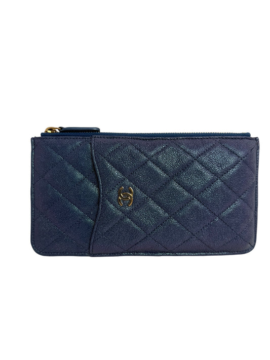 Chanel Irridescant Blue Zip Wallet T1017