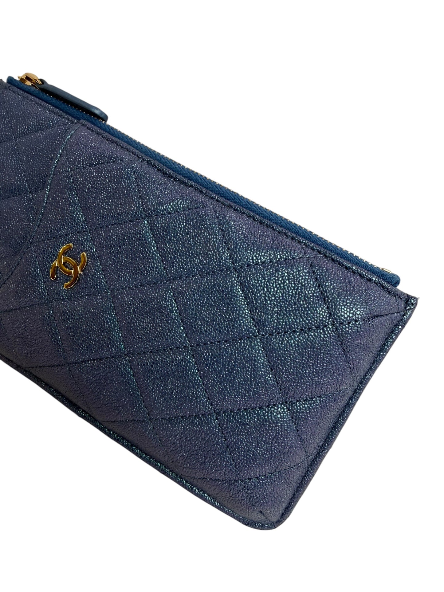 Chanel Irridescant Blue Zip Wallet T1017
