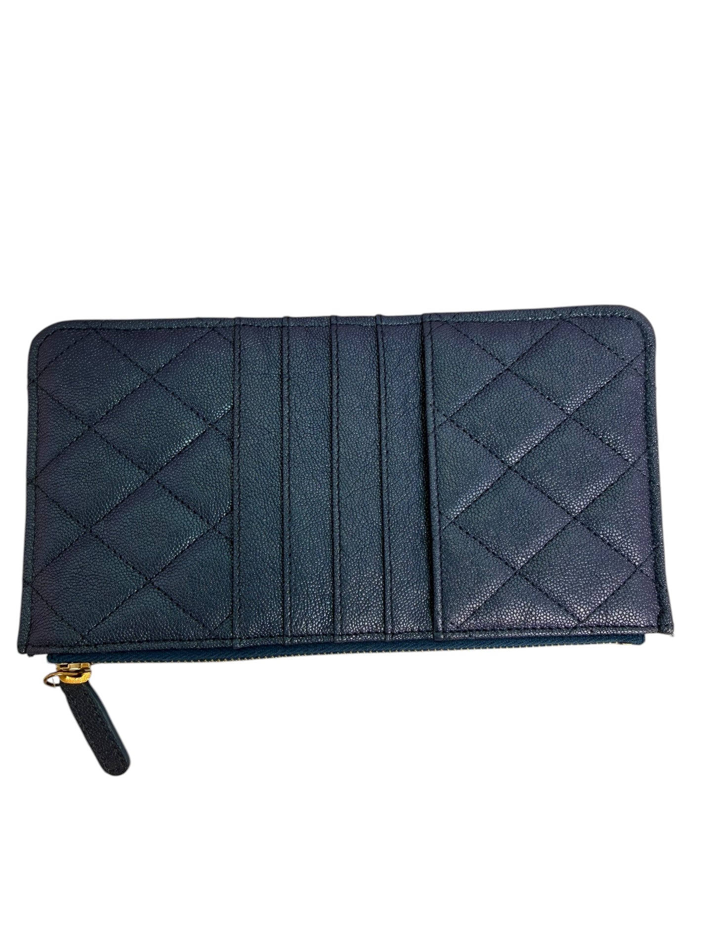 Chanel Irridescant Blue Zip Wallet T1017