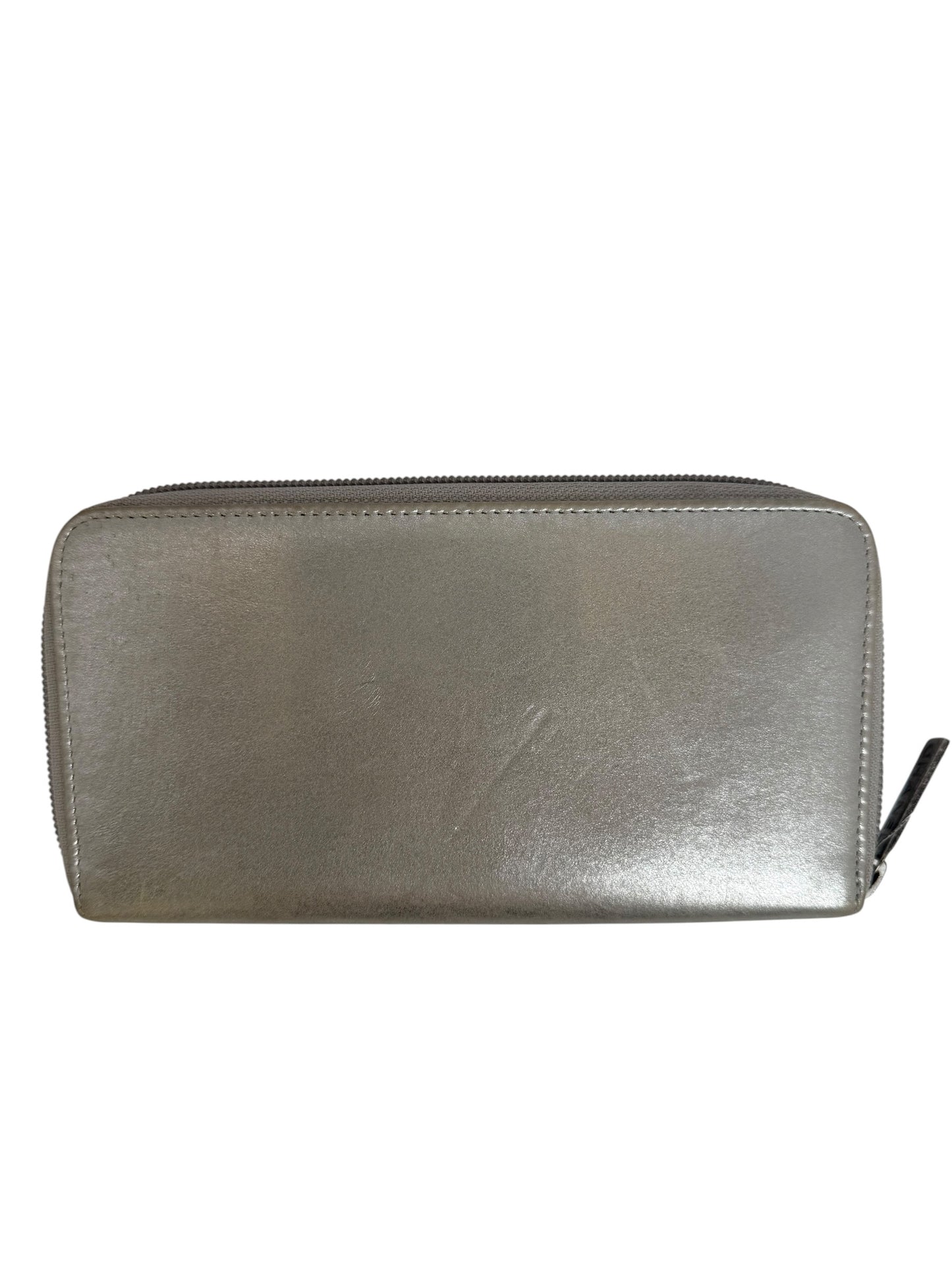 Chanel Silver Logo Zip Wallet T6559