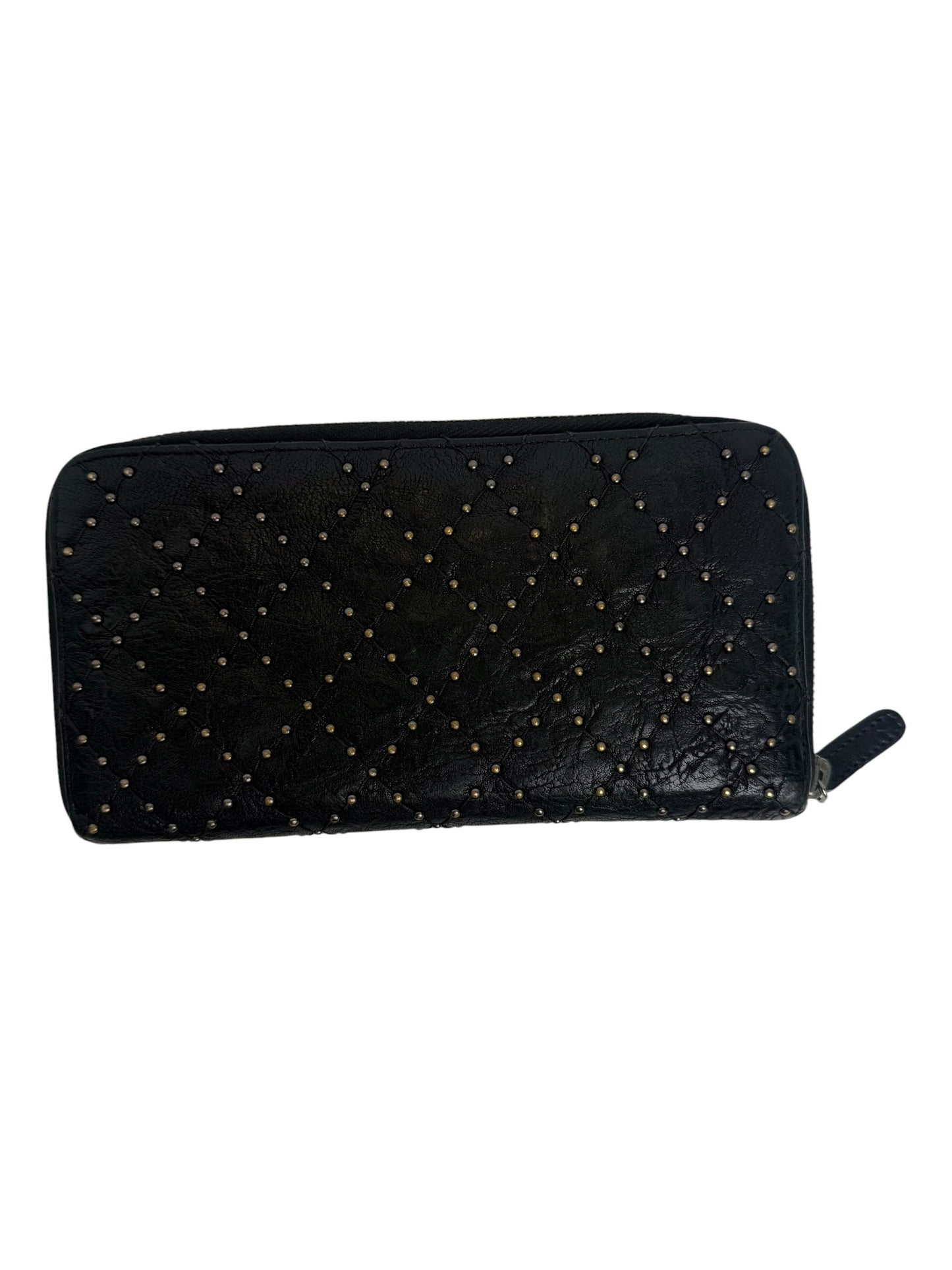 Chanel Black Studded Zip Wallet T1006