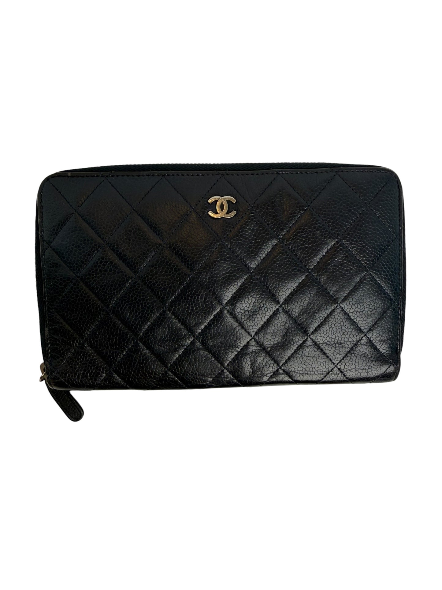 Chanel XL Zip Wallet Black Caviar T8283