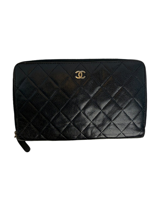 Chanel XL Zip Wallet Black Caviar T8283