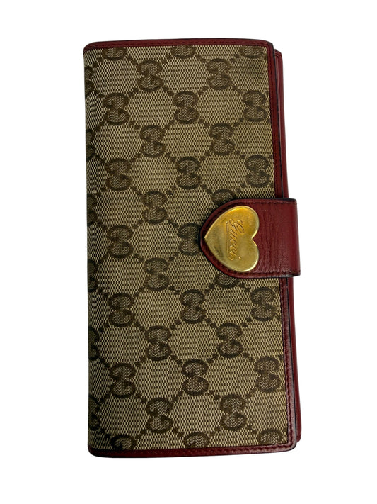 Gucci Heart Wallet Brown Red T7486