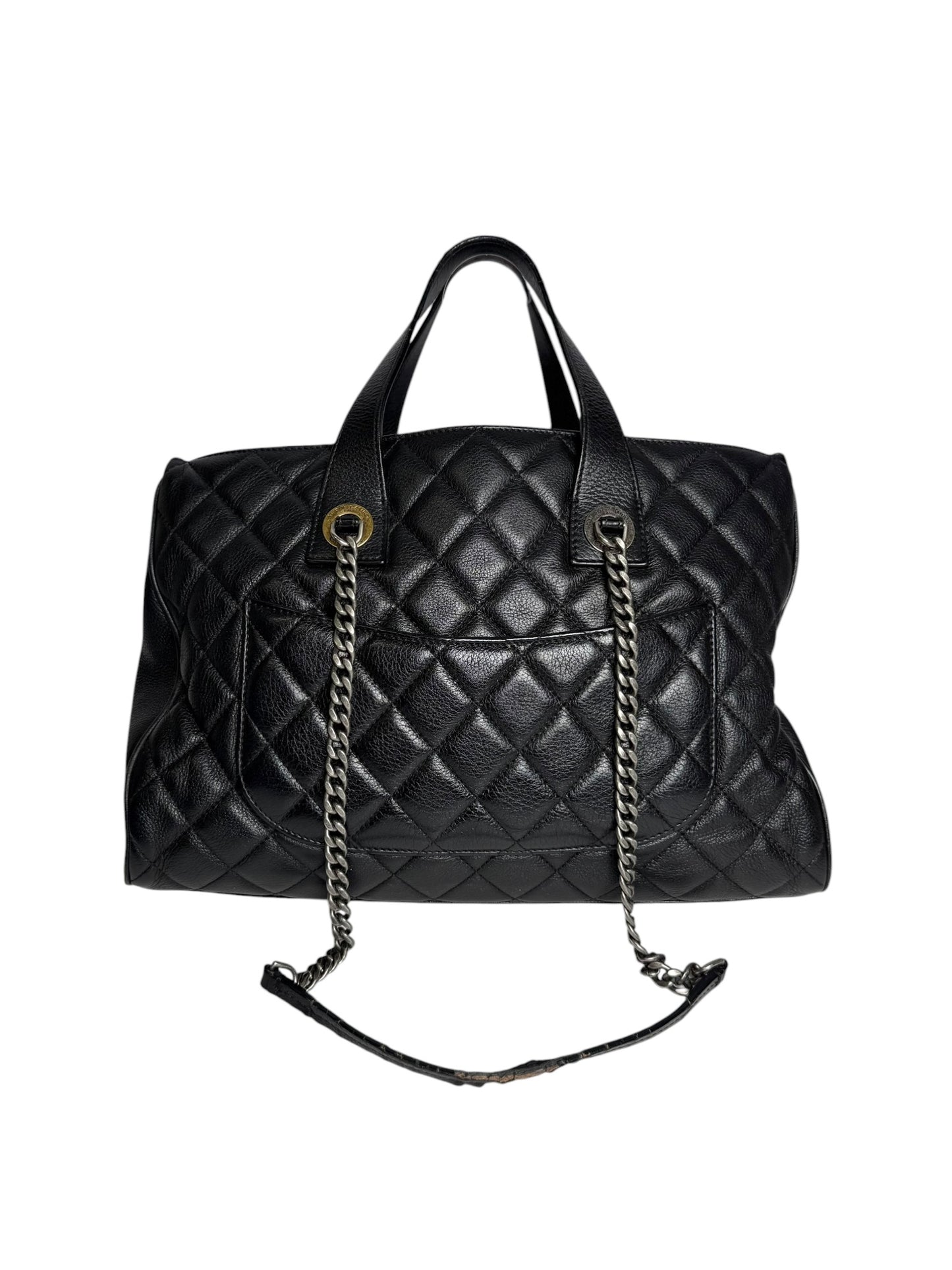 Chanel Black Calfskin Large Bimetal Casual Pocket Tote T6235