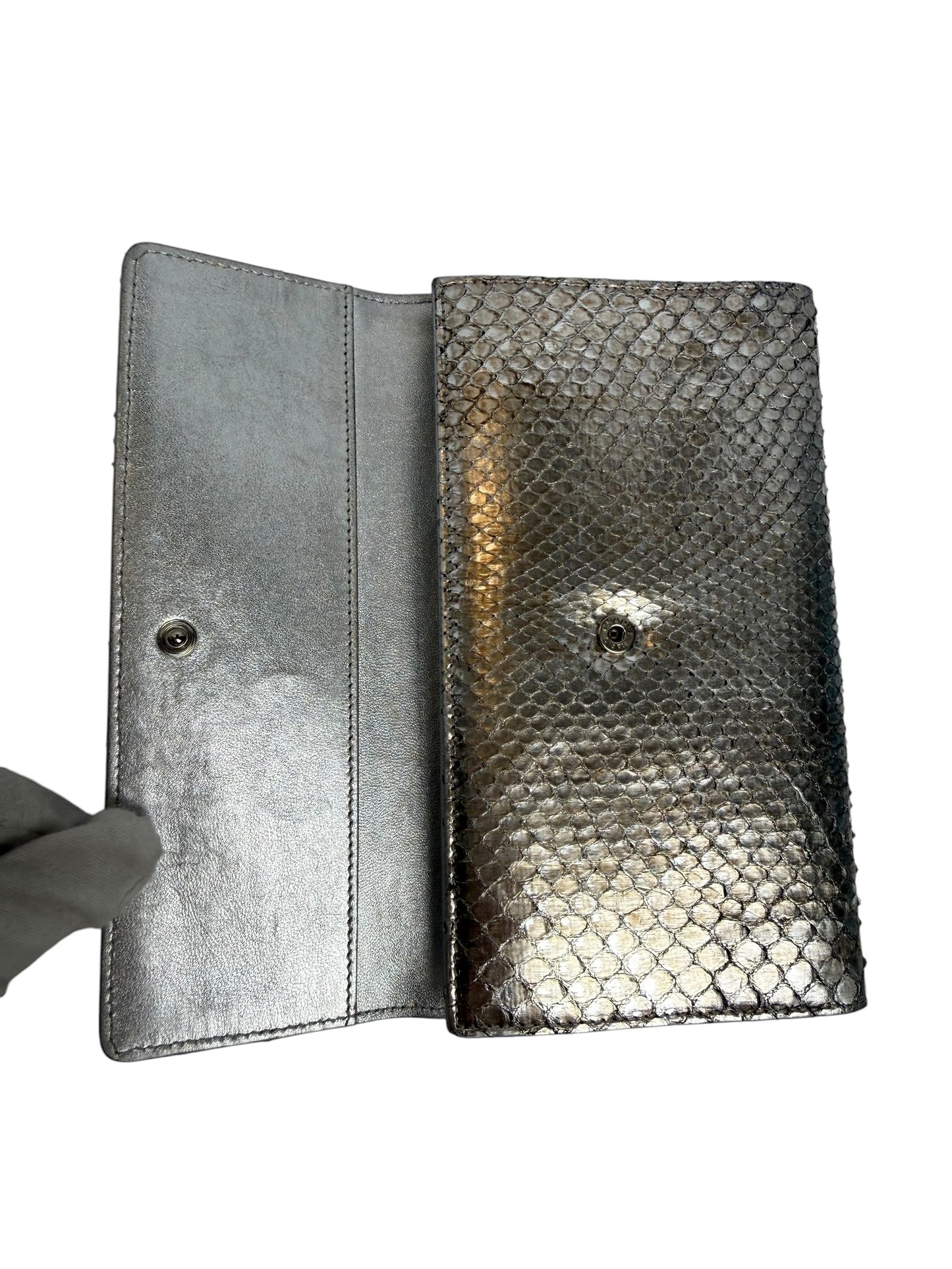 Chanel Metallic Python Flap Wallet T8272
