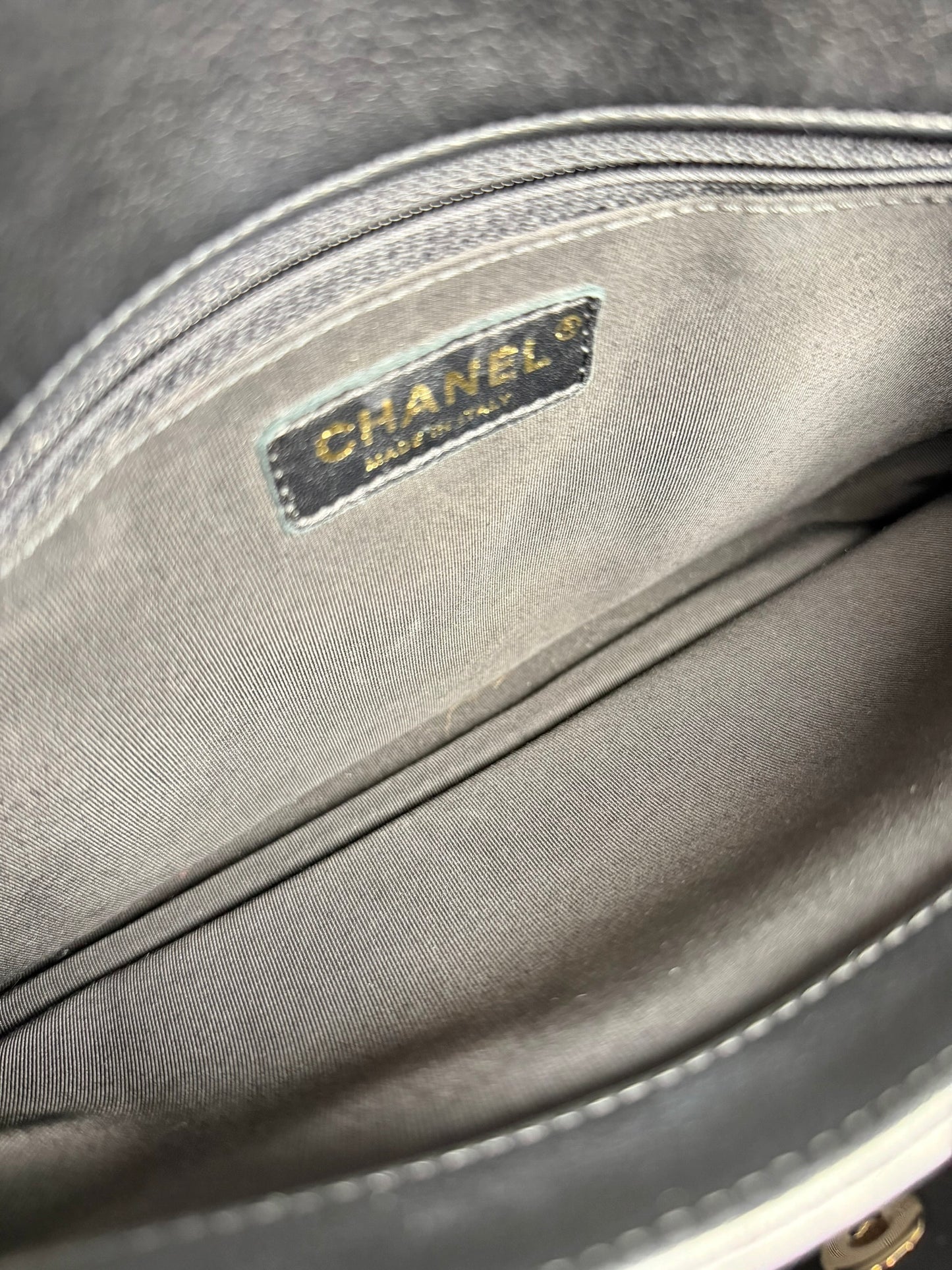 Chanel Black Chevron Medium Top Handle Bag T7675