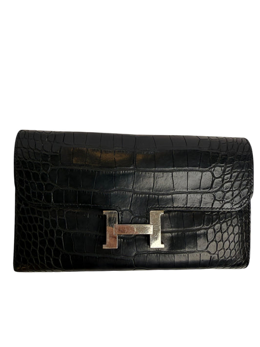Hermes Constance Wallet Black Crocodile Matte T8266