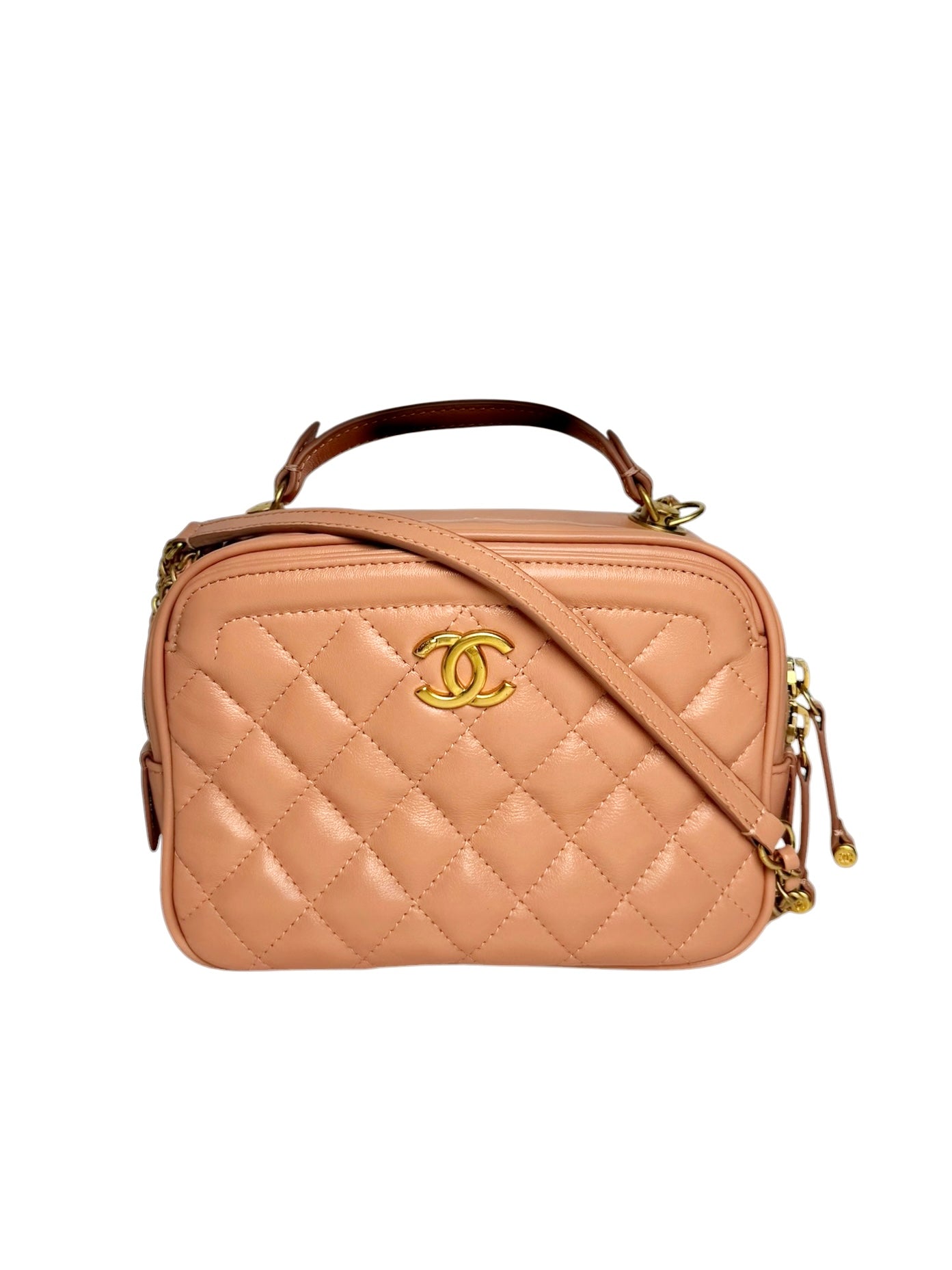Chanel Pink Quilted Soft Vanity Case GHW T8016