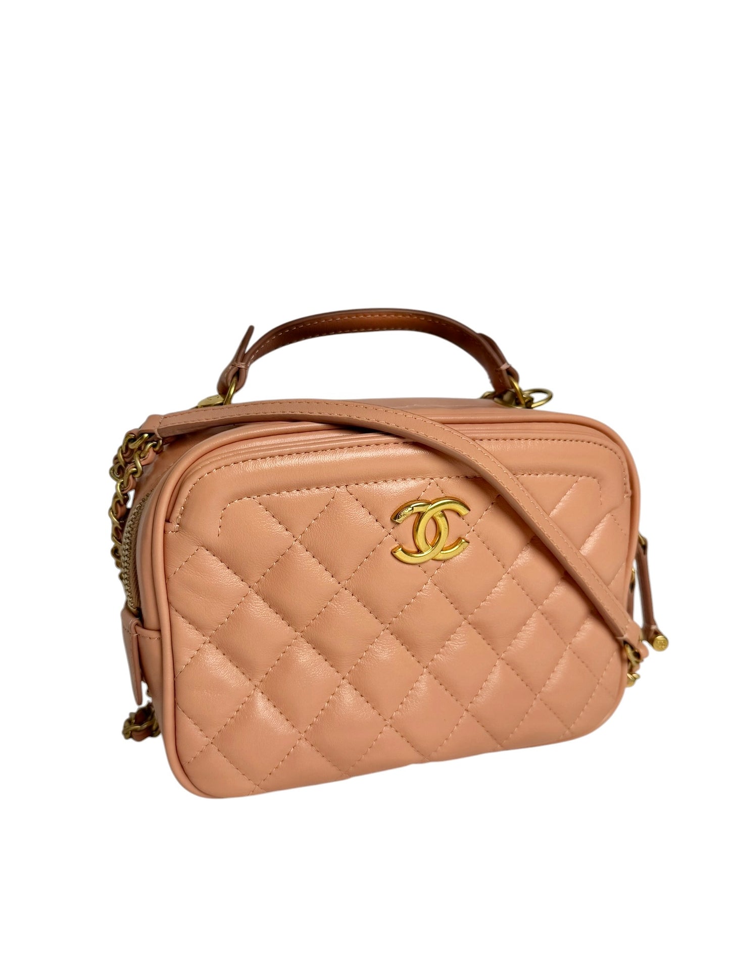Chanel Pink Quilted Soft Vanity Case GHW T8016