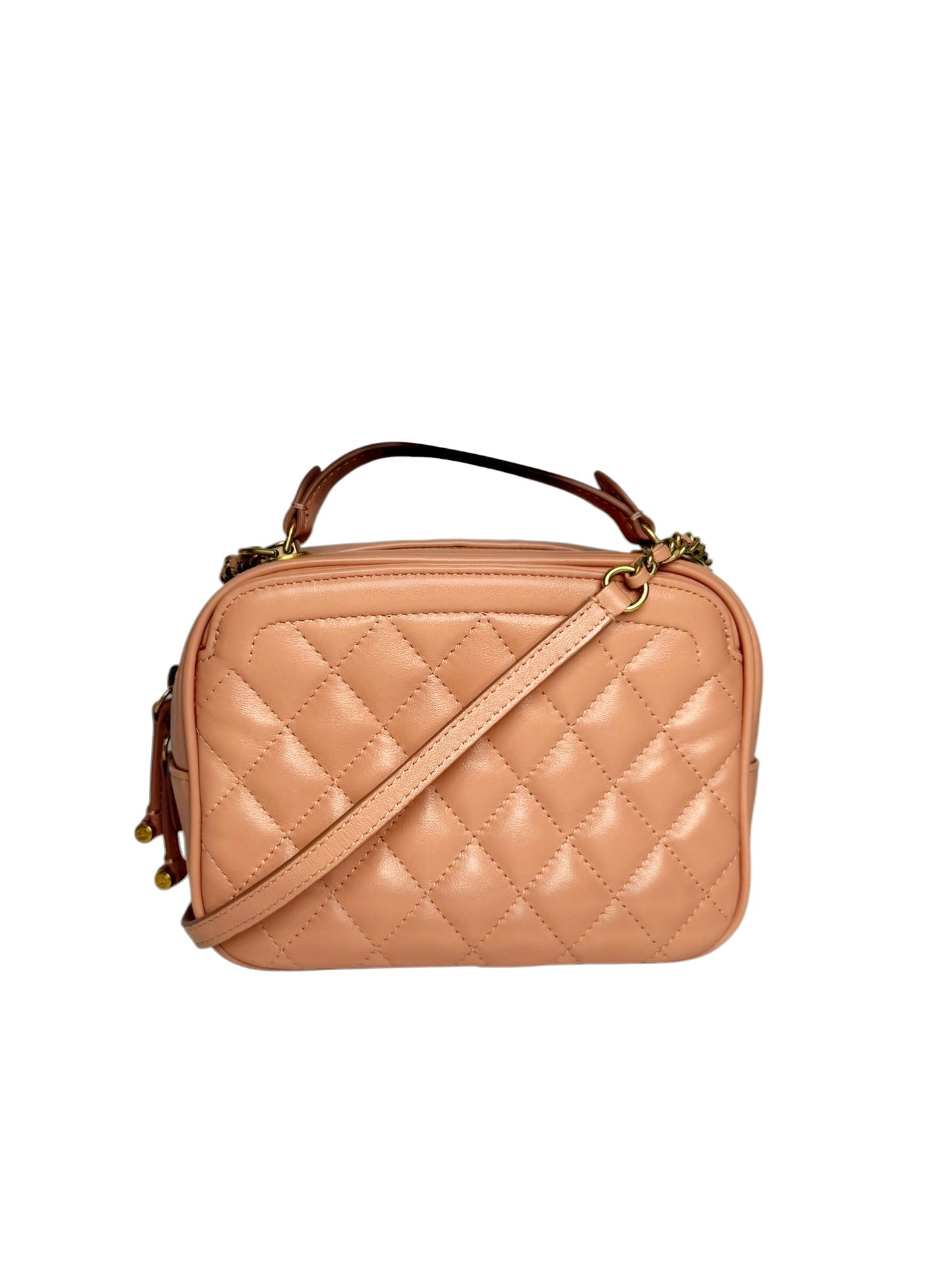 Chanel Pink Quilted Soft Vanity Case GHW T8016