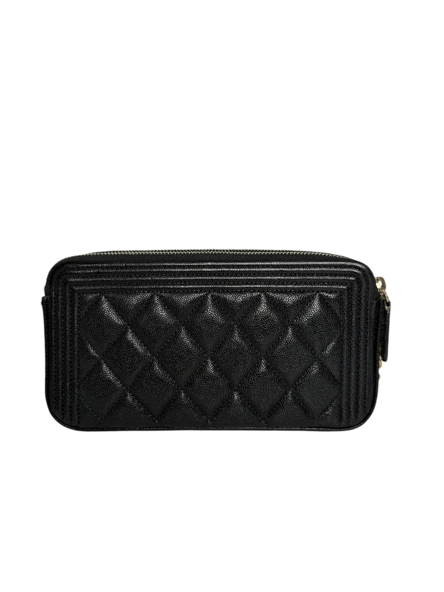 Chanel Boy Black Quilted Caviar Wallet On Chain GHW T8381