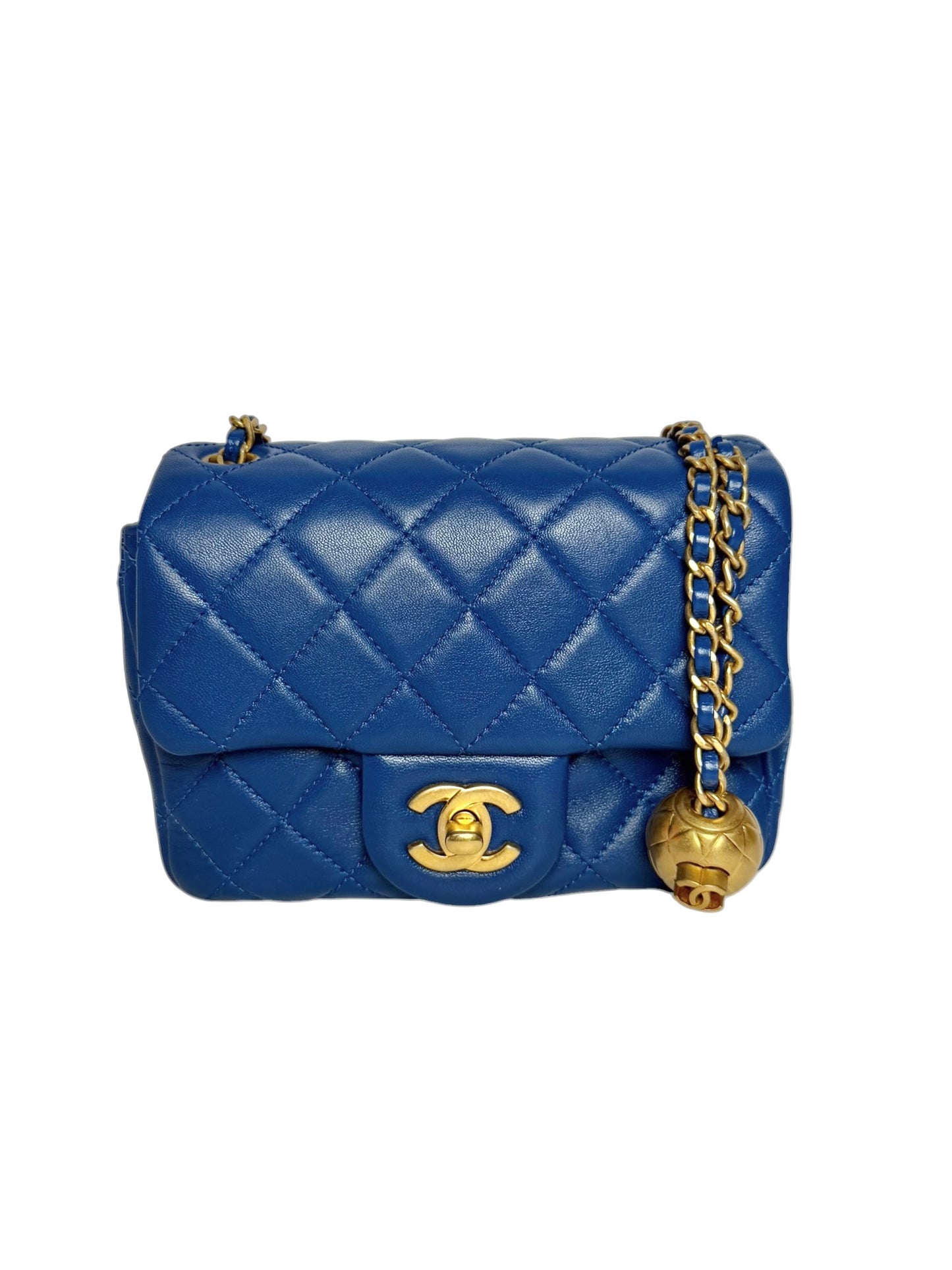 Chanel Blue Pearl Crush Mini Square Flap GHW T7539