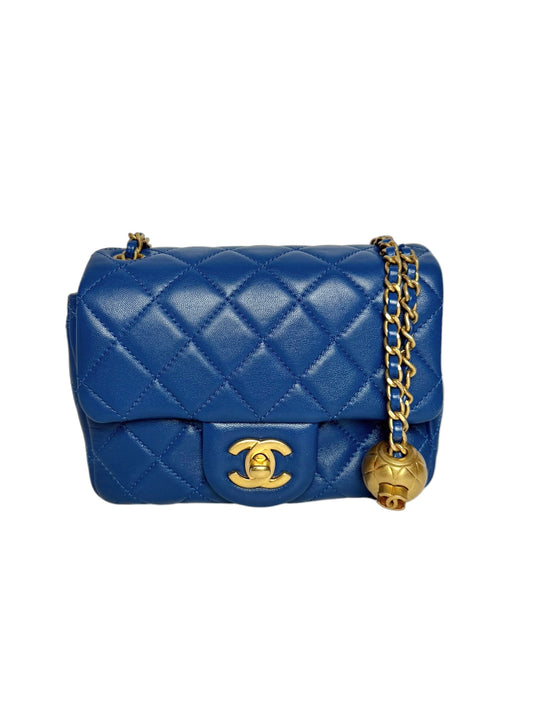 Chanel Blue Pearl Crush Mini Square Flap GHW T7539