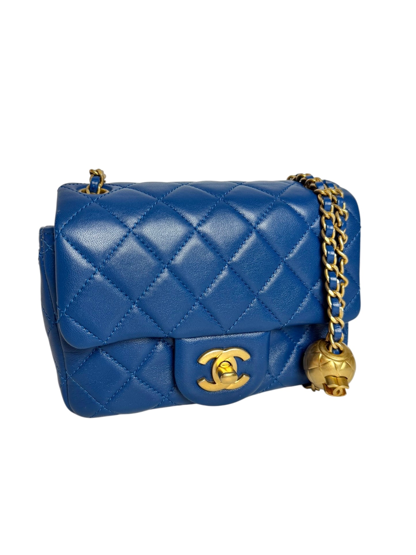 Chanel Blue Pearl Crush Mini Square Flap GHW T7539