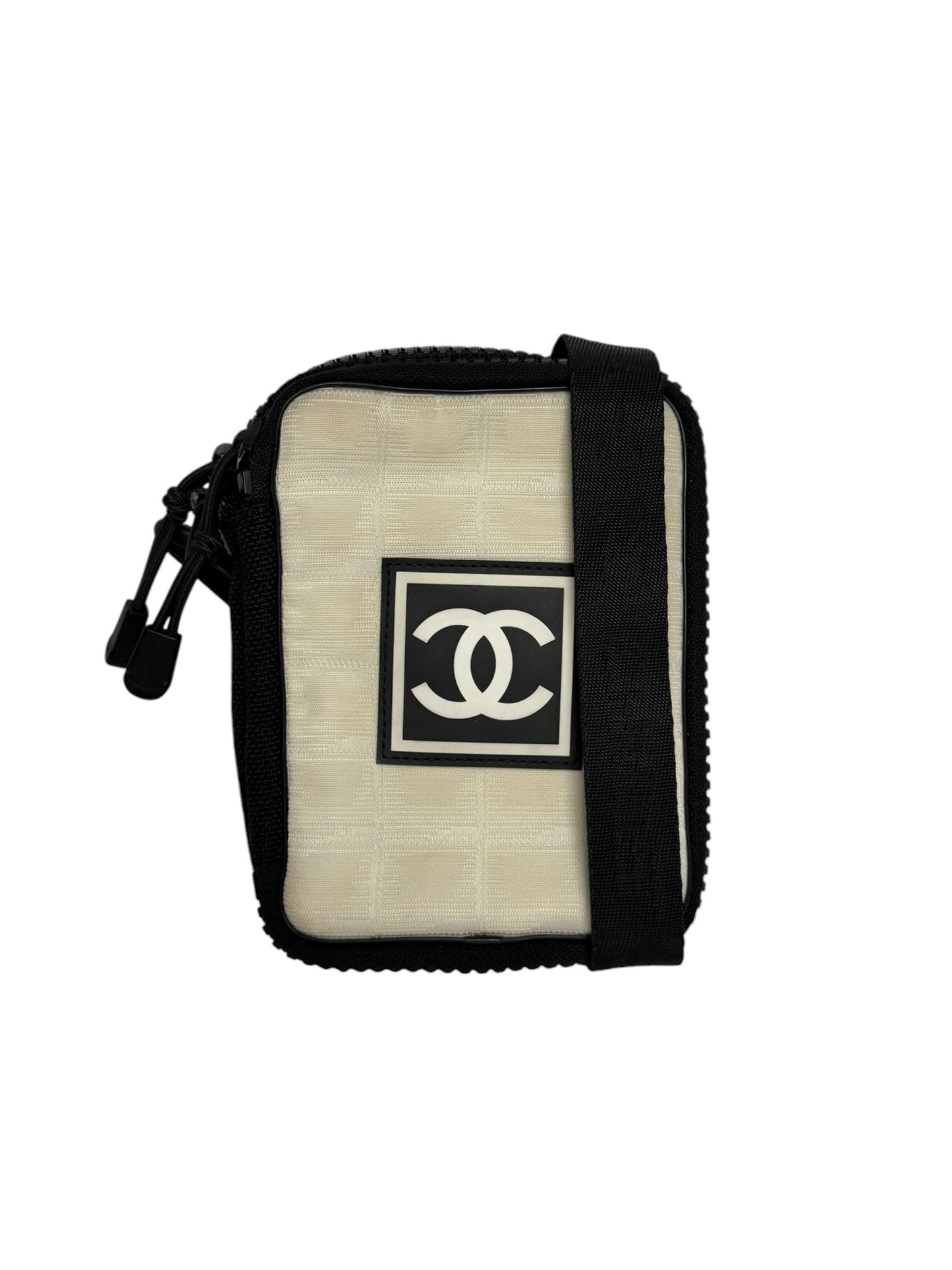 Chanel Sport Line White And Black Nylon Crossbody T7255