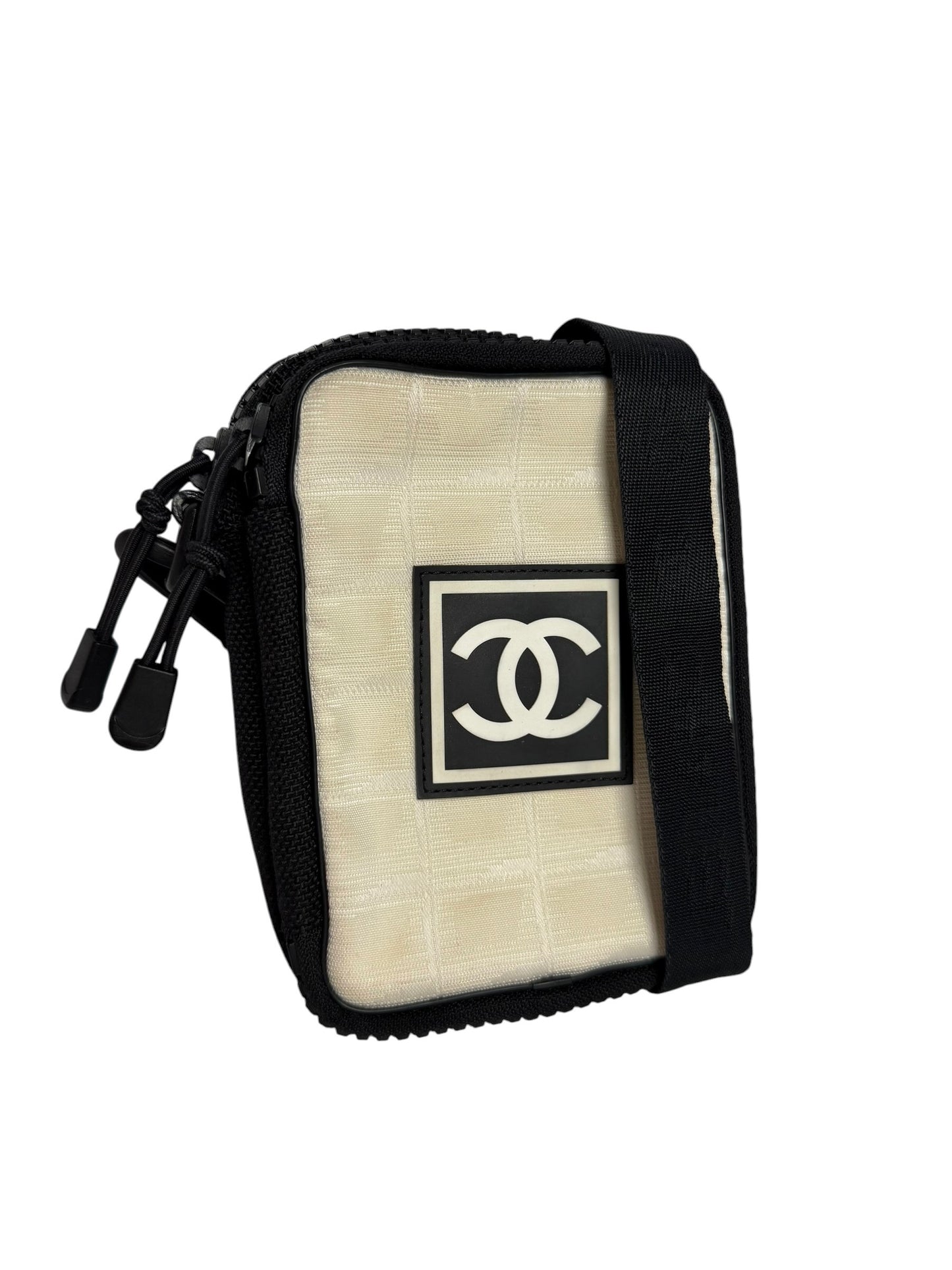 Chanel Sport Line White And Black Nylon Crossbody T7255
