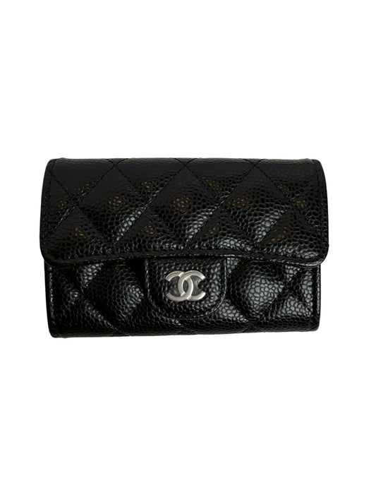 Chanel Black Caviar Classic Flap Card Holder SHW T7599