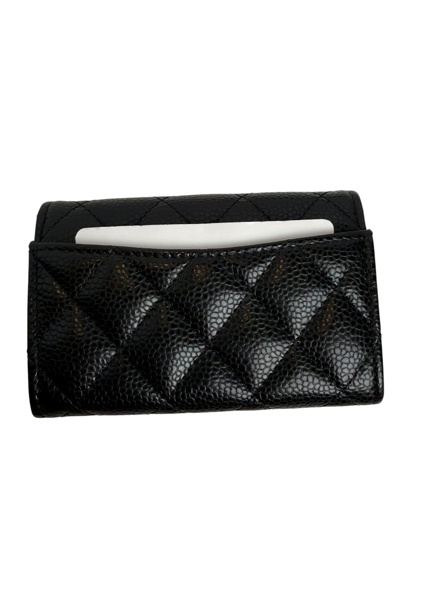 Chanel Black Caviar Classic Flap Card Holder SHW T7599