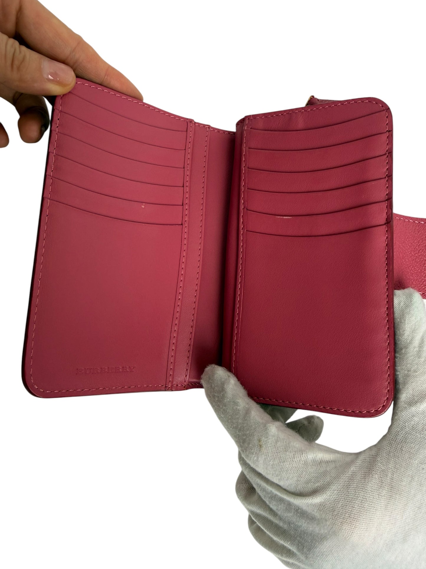 Burberry pink wallet gold buckle T7491