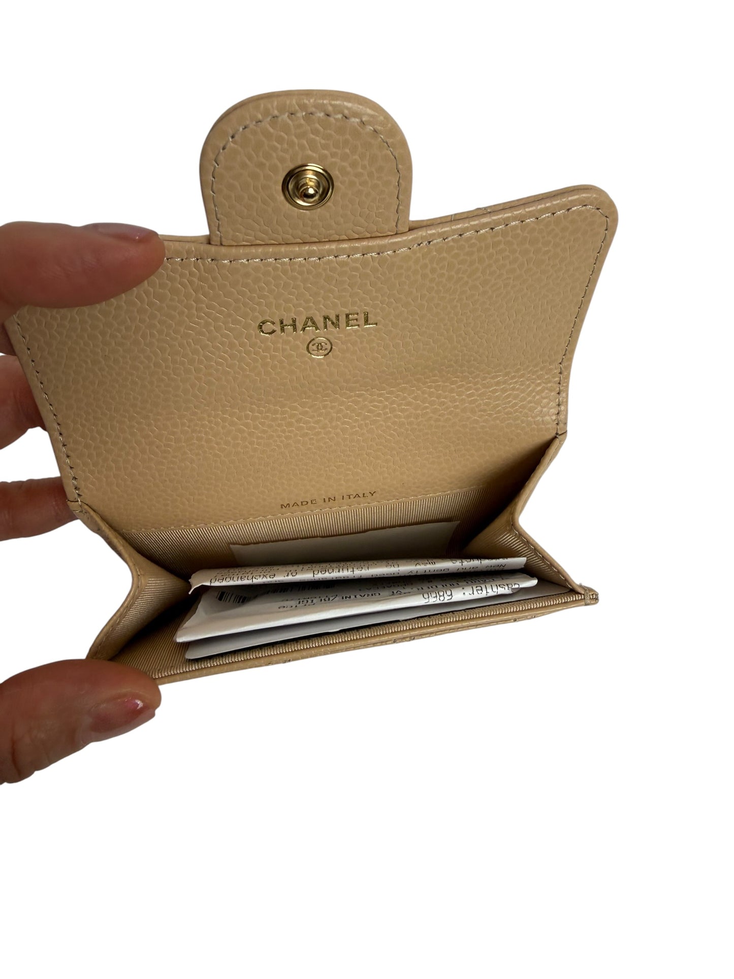 Chanel Beige Card Holder NWT T4940