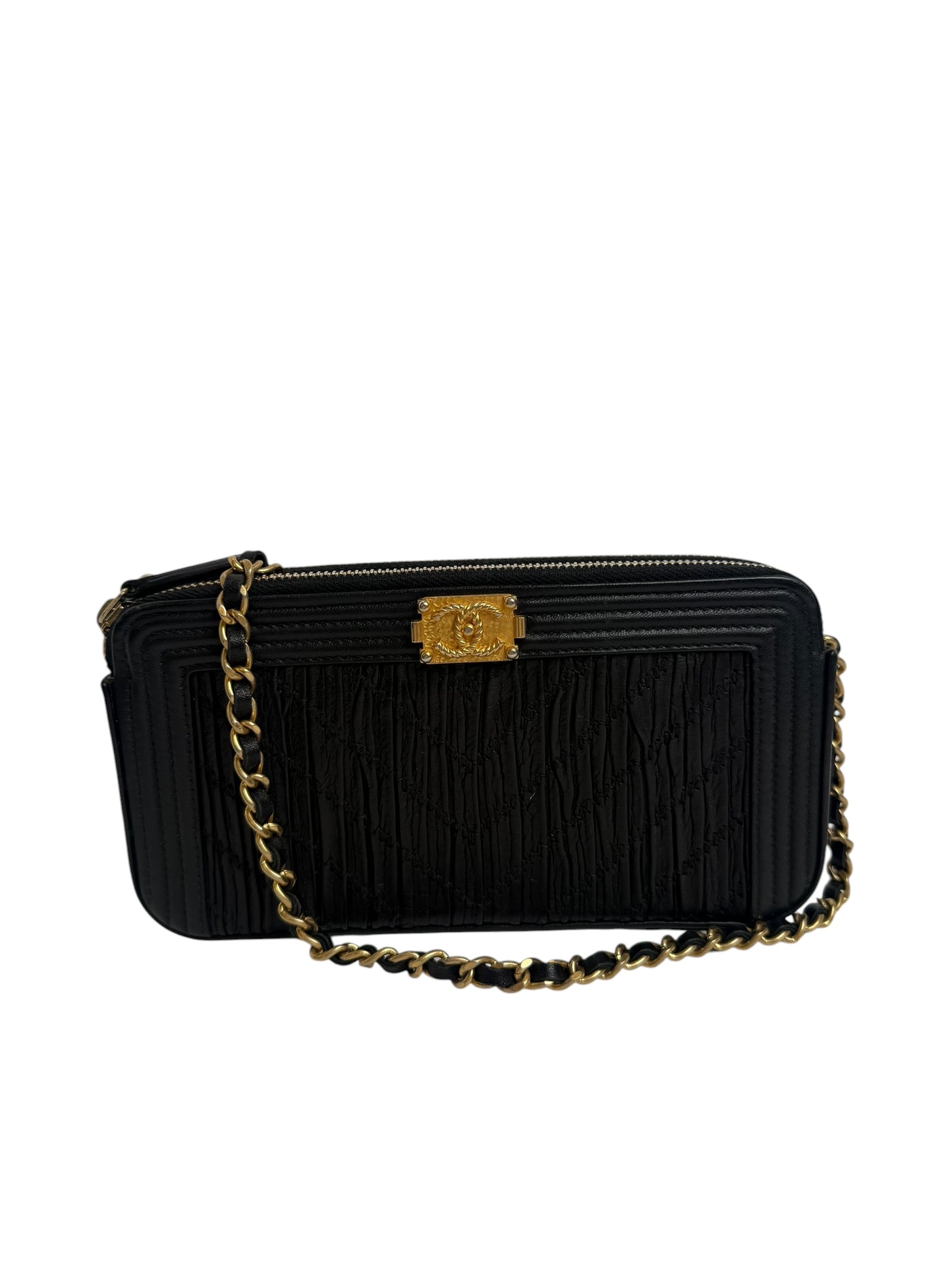Chanel Boy Wallet On Chain Black GHW T7224