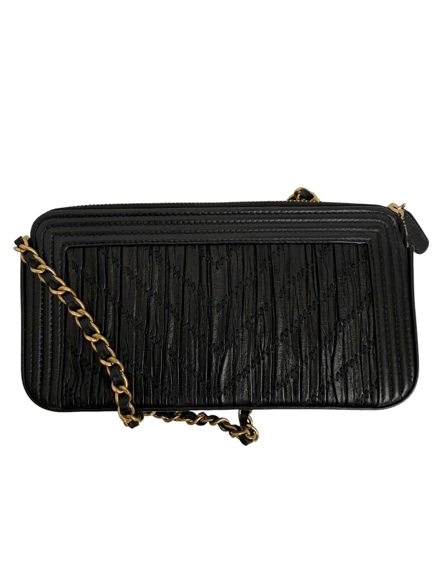 Chanel Boy Wallet On Chain Black GHW T7224