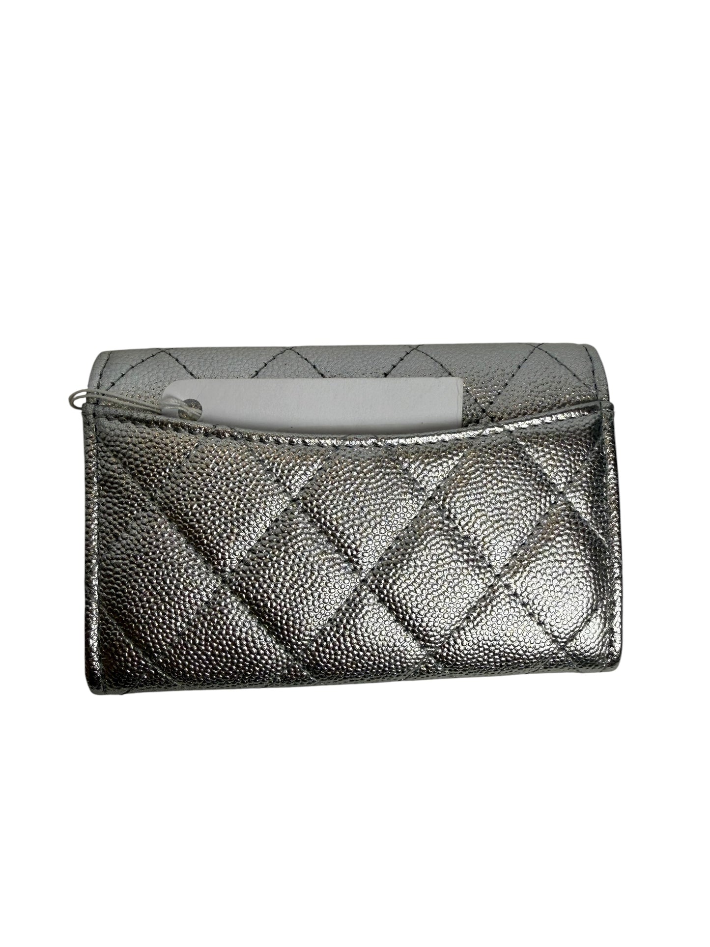 Chanel Silver Caviar Card Case NWT T8079