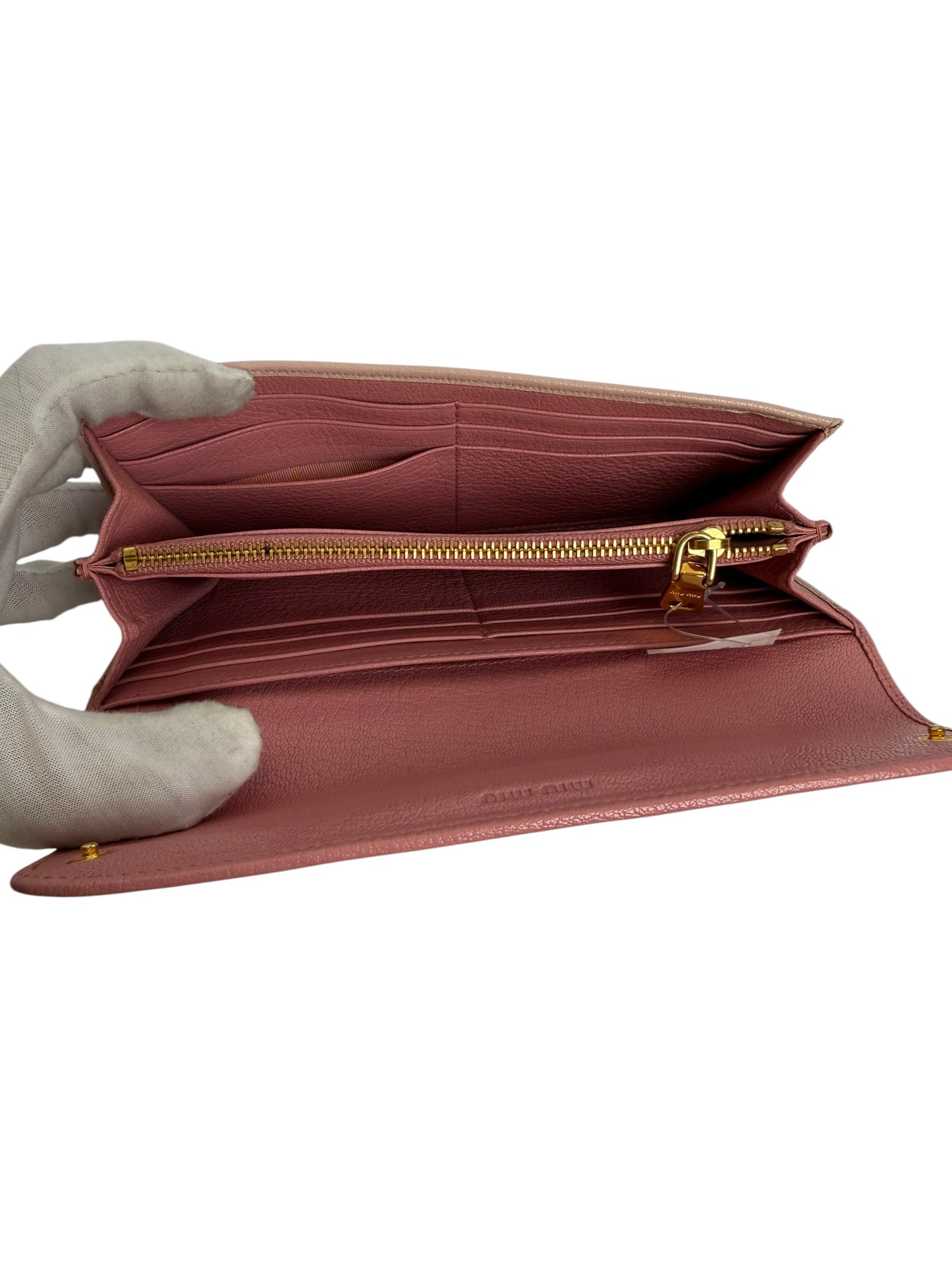 Miu Miu Pink Two-Tone Long Wallet T7481