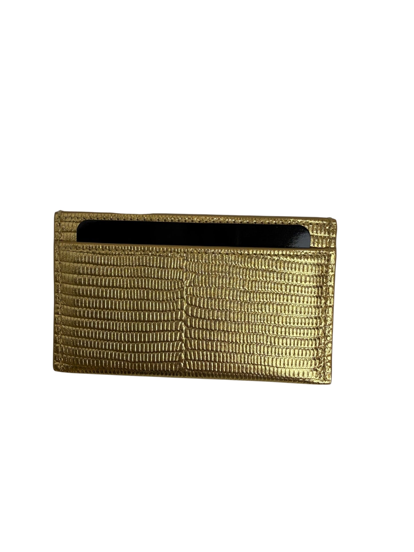 Chanel Gold Lizard Card Case T8405